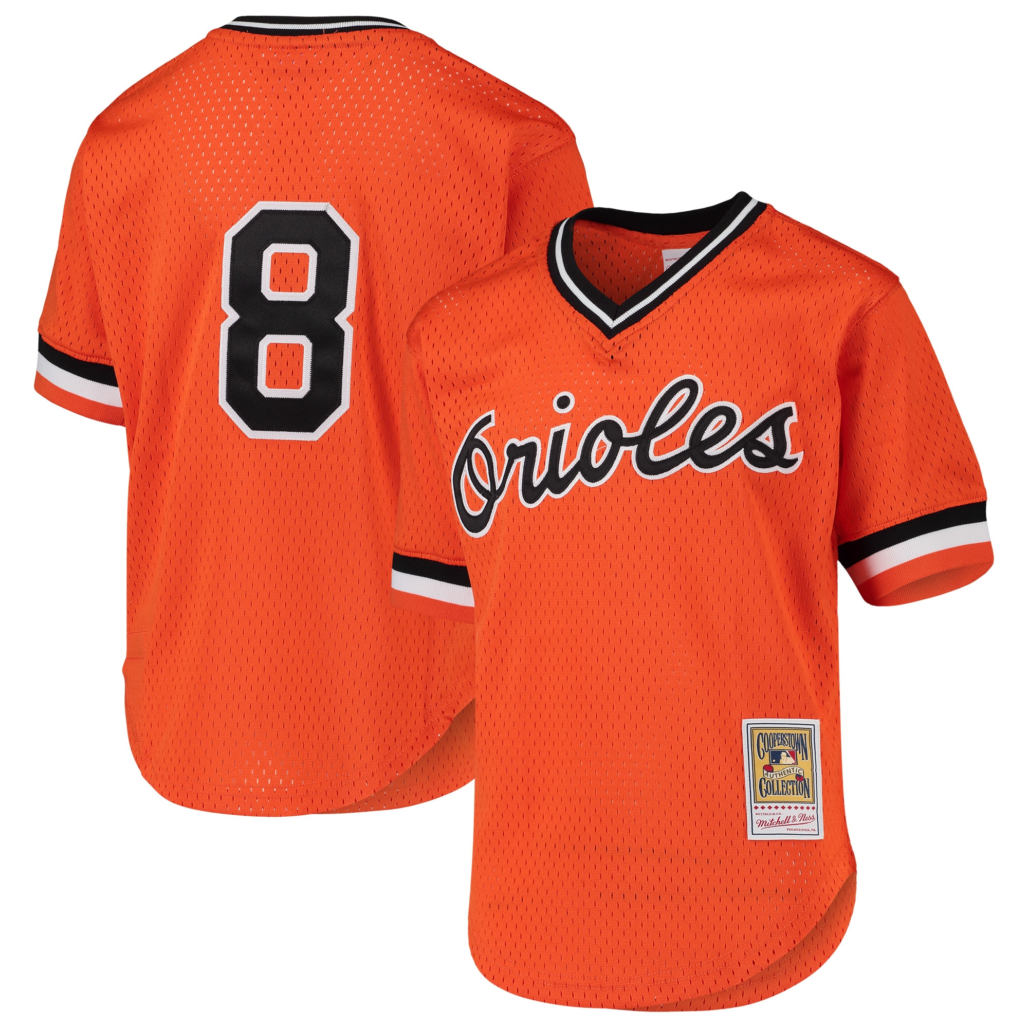 cal ripken jr. baltimore orioles mitchell 26amp ness youth cooperstown collection mesh batting practice jersey orange 5276 gshsq.jpg