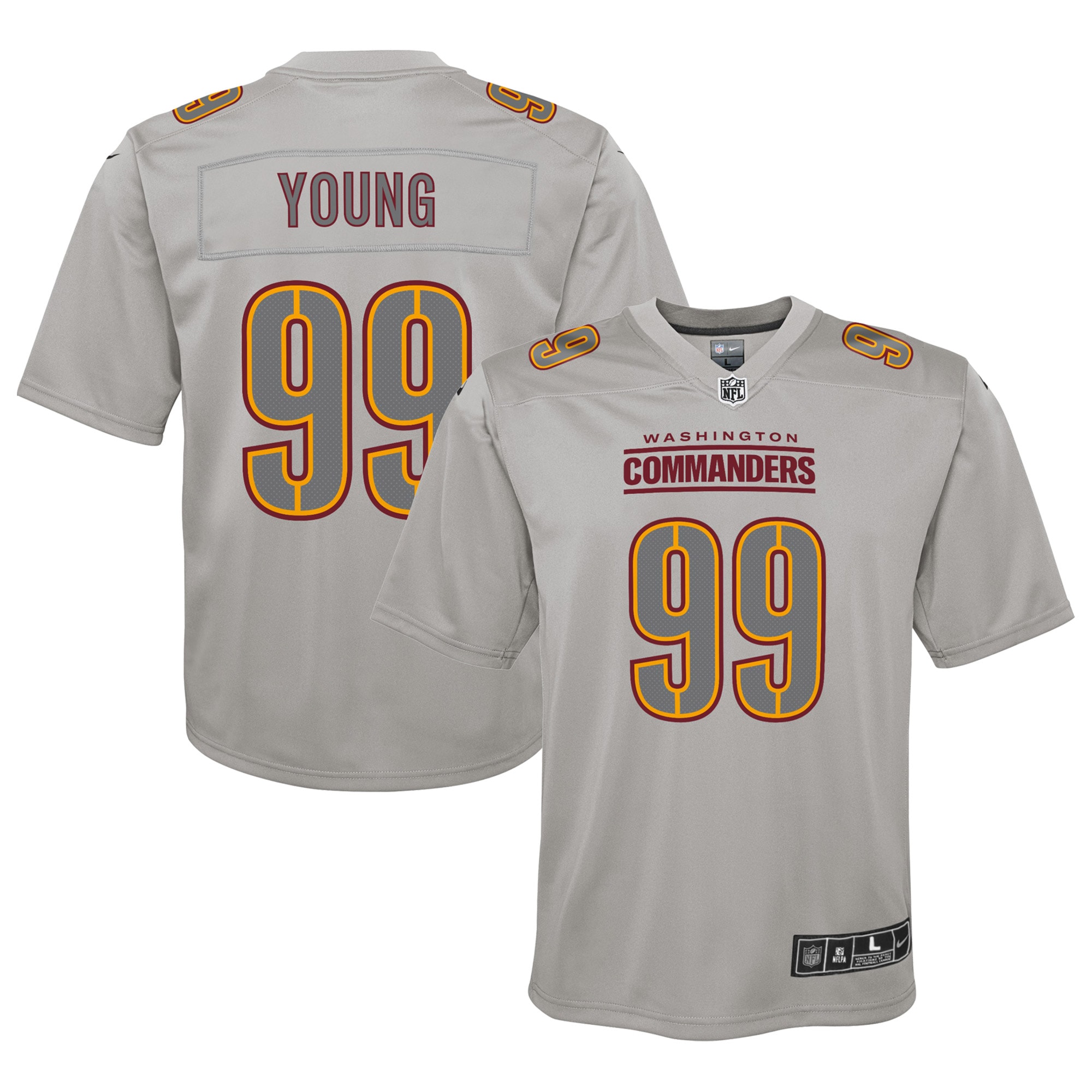 chase young washington commanders nike youth atmosphere fashion game jersey gray 7142 udc8m.jpg