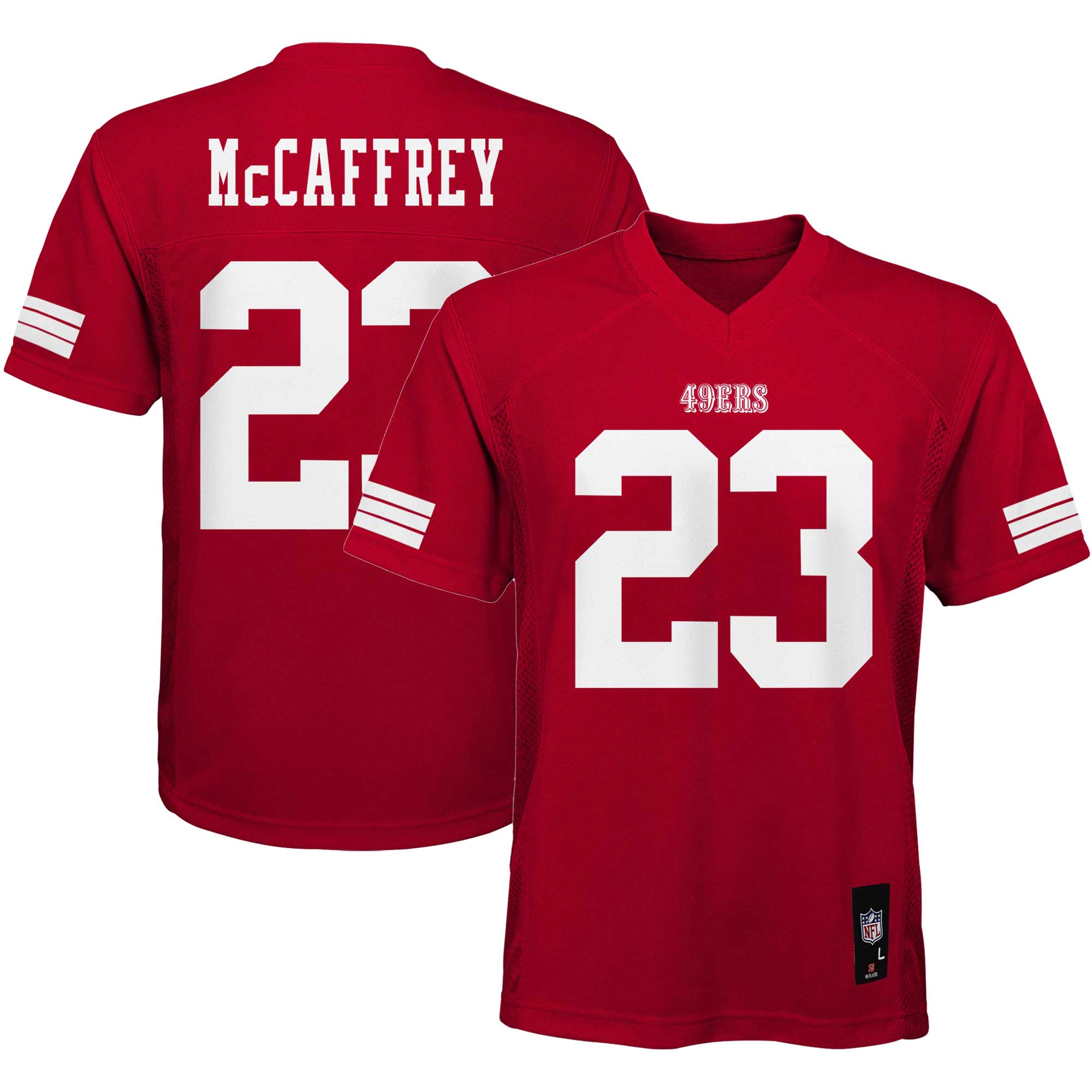 christian mccaffrey san francisco 49ers youth replica player jersey scarlet 1875 obh30.jpg