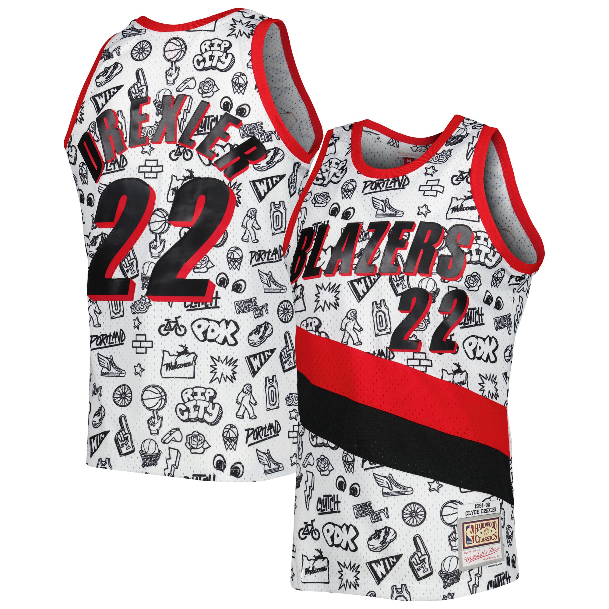 clyde drexler portland trail blazers mitchell 26amp ness 1991 92 hardwood classics doodle swingman jersey white 5082 zvtsr.jpg
