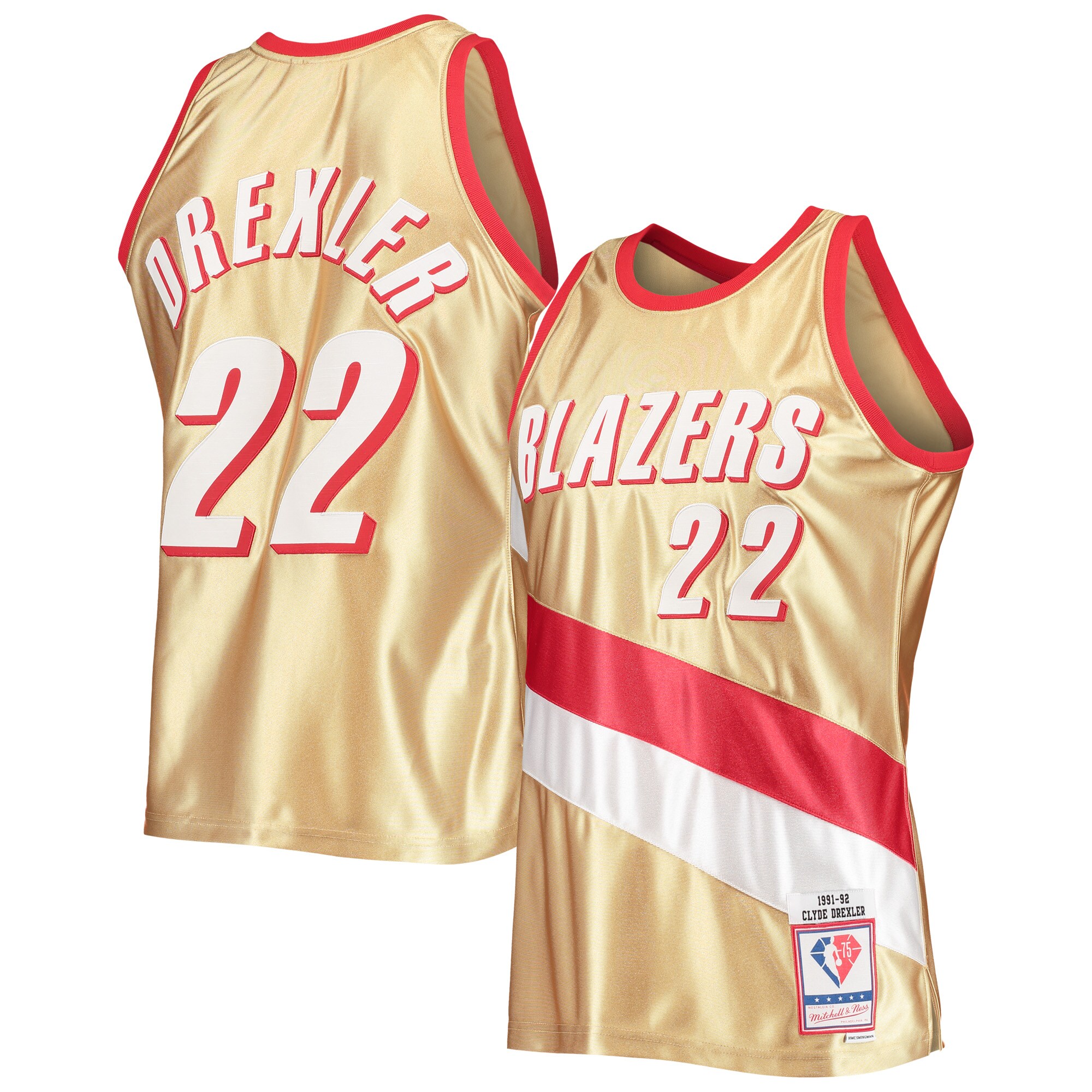 clyde drexler portland trail blazers mitchell 26amp ness 75th anniversary 199192 hardwood classics swingman jersey gold 9491 i2bh2.jpg
