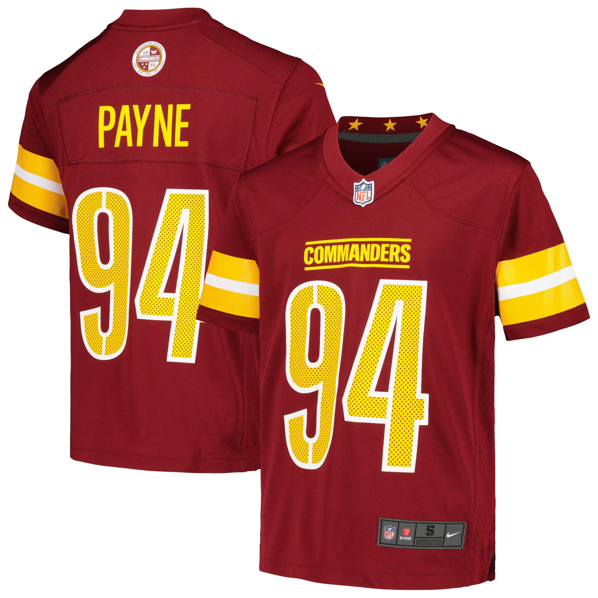 daron payne washington commanders nike youth game jersey burgundy 8431 ugek0.jpg