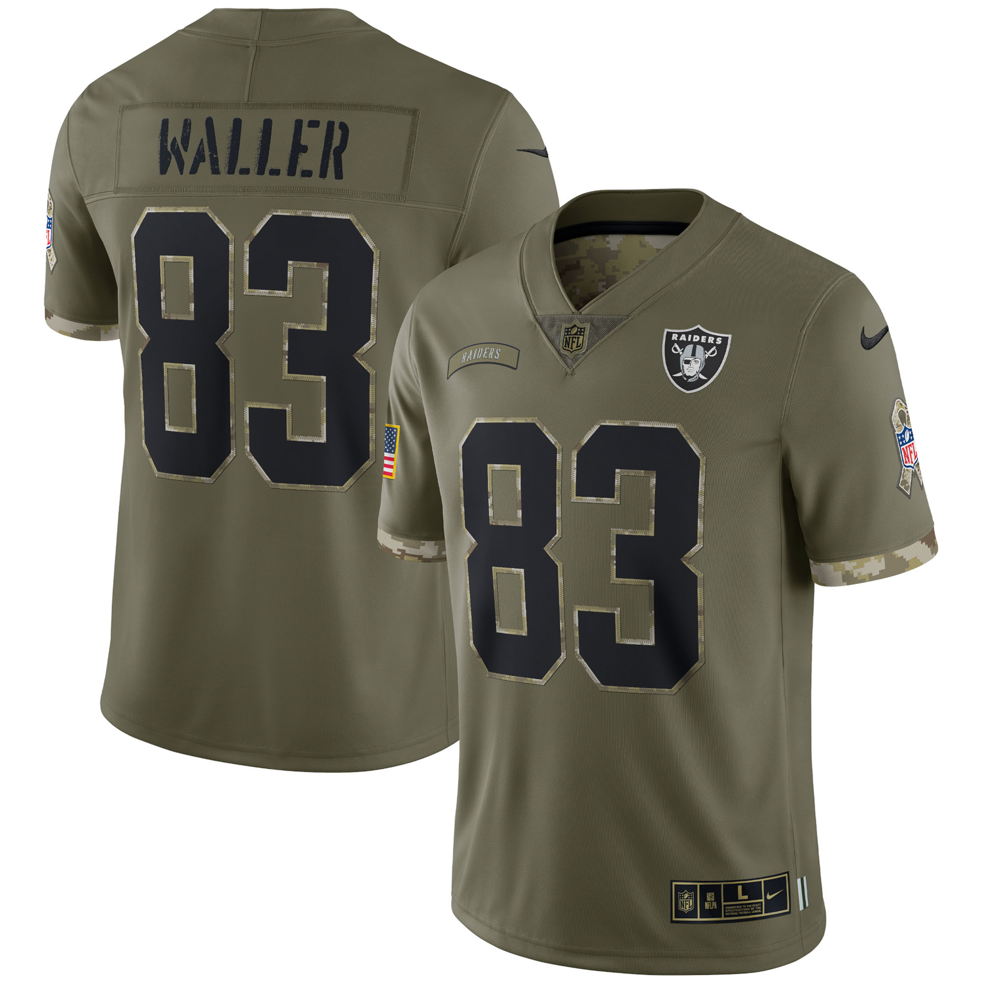 darren waller las vegas raiders nike 2022 salute to service limited jersey olive 1443 sksqu.jpg