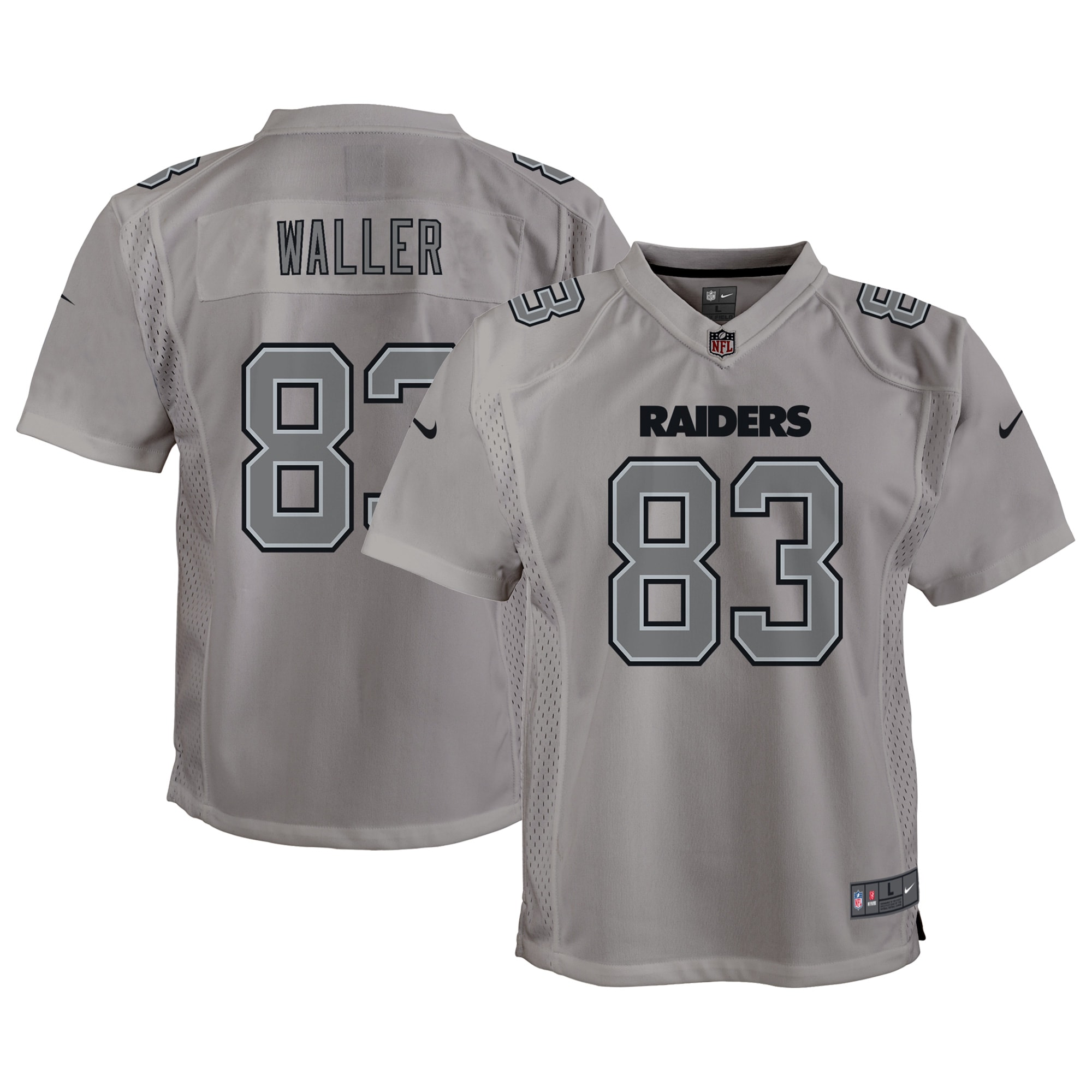 darren waller las vegas raiders nike youth atmosphere game jersey gray 4231 w88rr.jpg