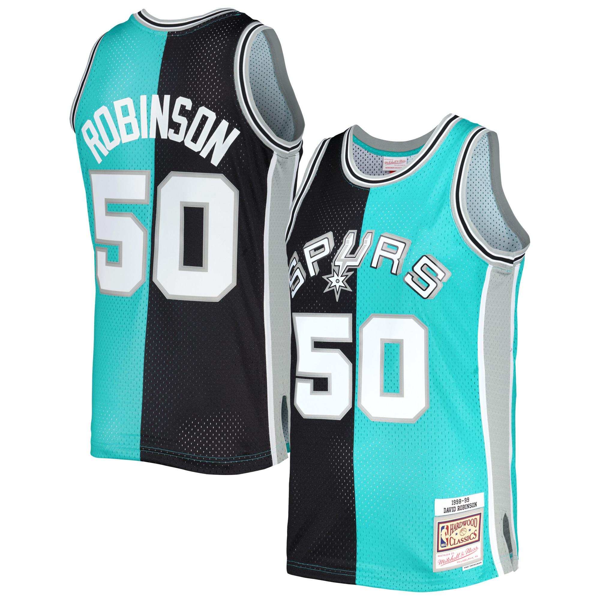 david robinson san antonio spurs mitchell 26amp ness hardwood classics 199899 split swingman jersey blackteal 8540 lv3lz.jpg