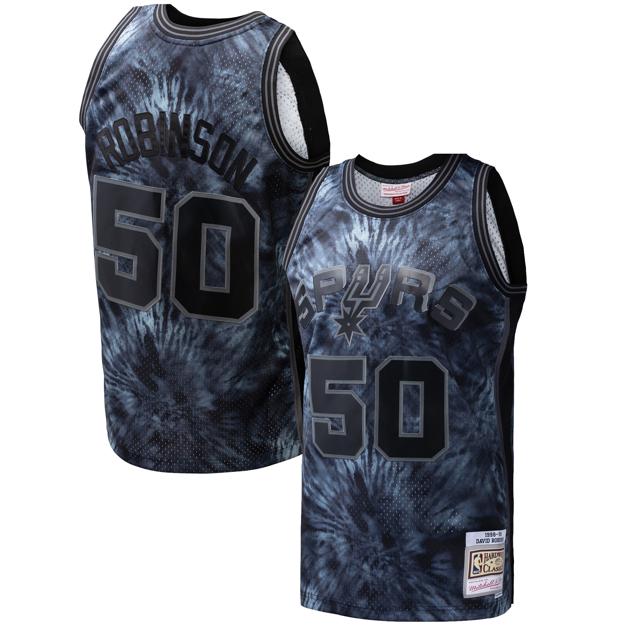 david robinson san antonio spurs mitchell 26amp ness hardwood classics 199899 tie dye swingman jersey black 8922 wnyha.jpg