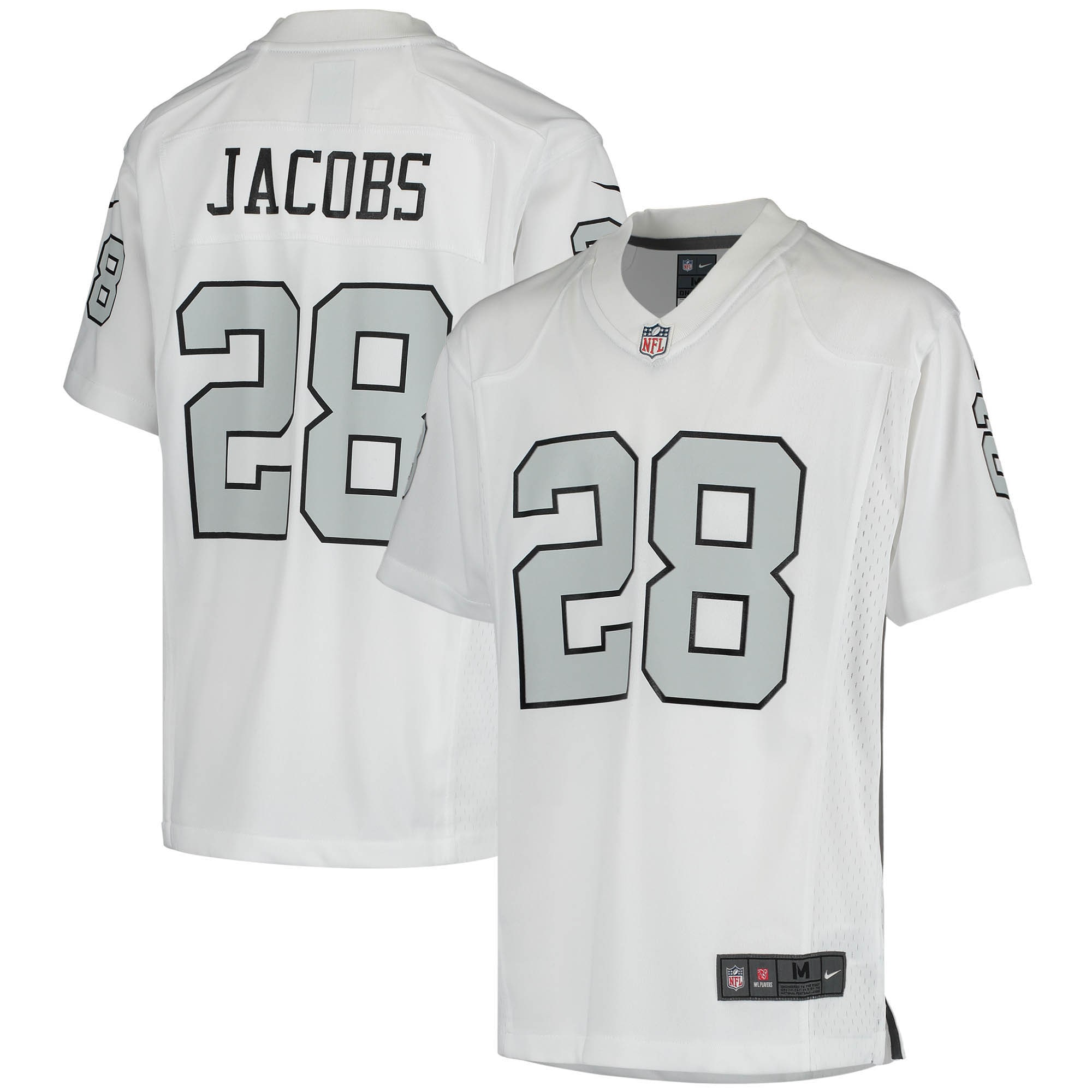 josh jacobs las vegas raiders nike youth color rush game jersey white 6663 pot6x.jpg
