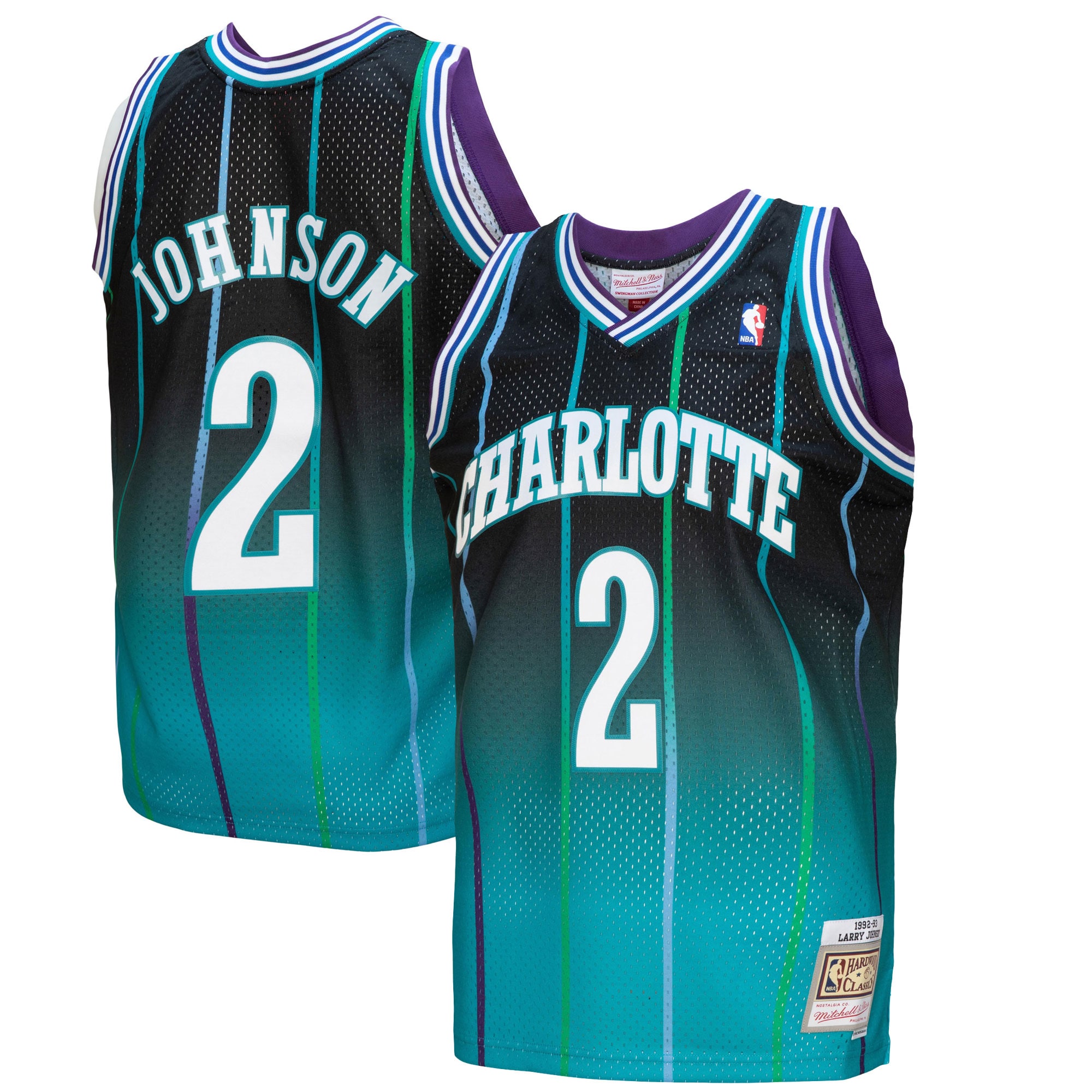 larry johnson charlotte hornets mitchell 26amp ness 199293 hardwood classics fadeaway swingman player jersey tealblack 1041 k7asv.jpg