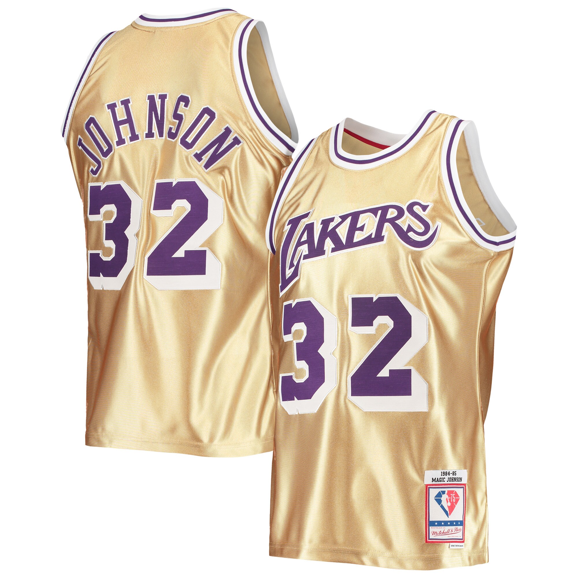 magic johnson los angeles lakers mitchell 26amp ness 75th anniversary 198485 hardwood classics swingman jersey gold 6453 ppfol.jpg
