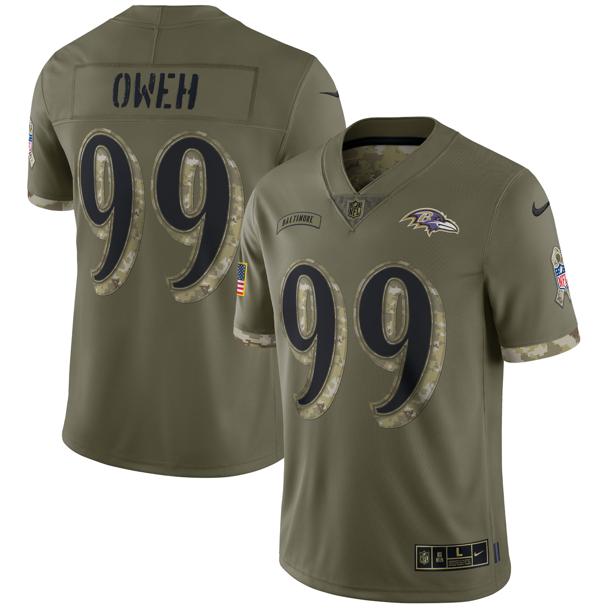 odafe oweh baltimore ravens nike 2022 salute to service limited jersey olive 6817 w2tk0.jpg