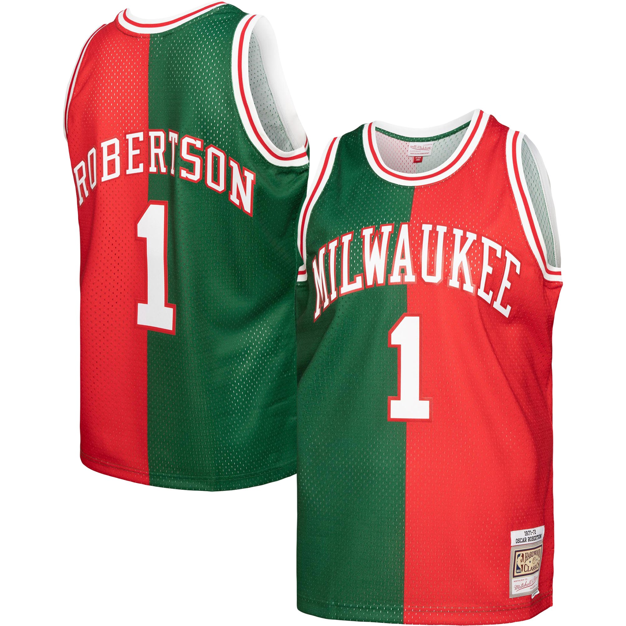 oscar robertson milwaukee bucks mitchell 26amp ness hardwood classics 197172 split swingman jersey greenred 5530 trtzv.jpg