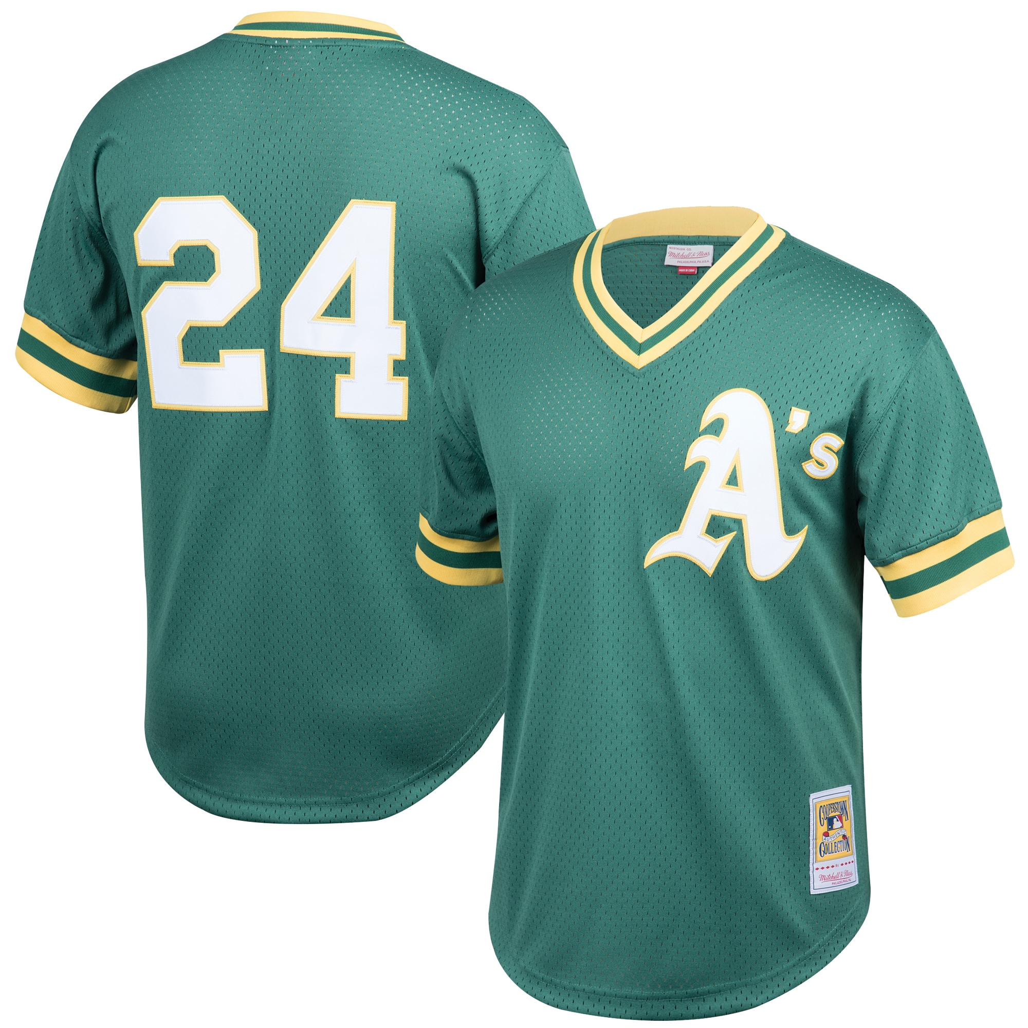 rickey henderson oakland athletics mitchell 26amp ness cooperstown collection big 26amp tall mesh batting practice jersey green 6509 vpta1.jpg