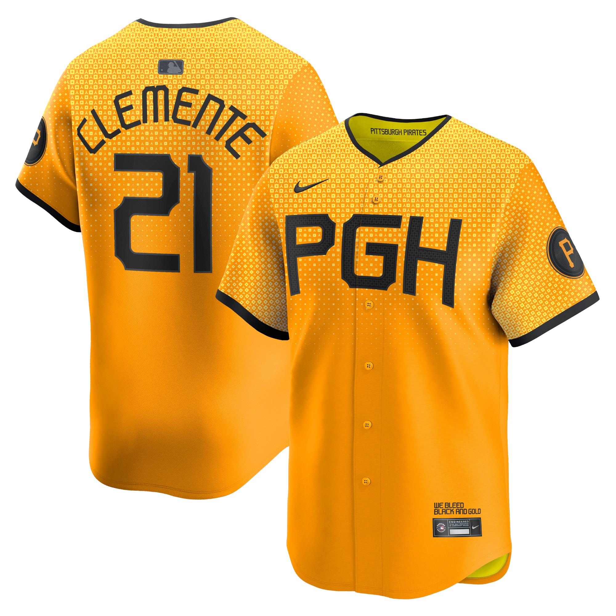 roberto clemente pittsburgh pirates nike city connect limited player jersey gold 2625 c504m.jpg