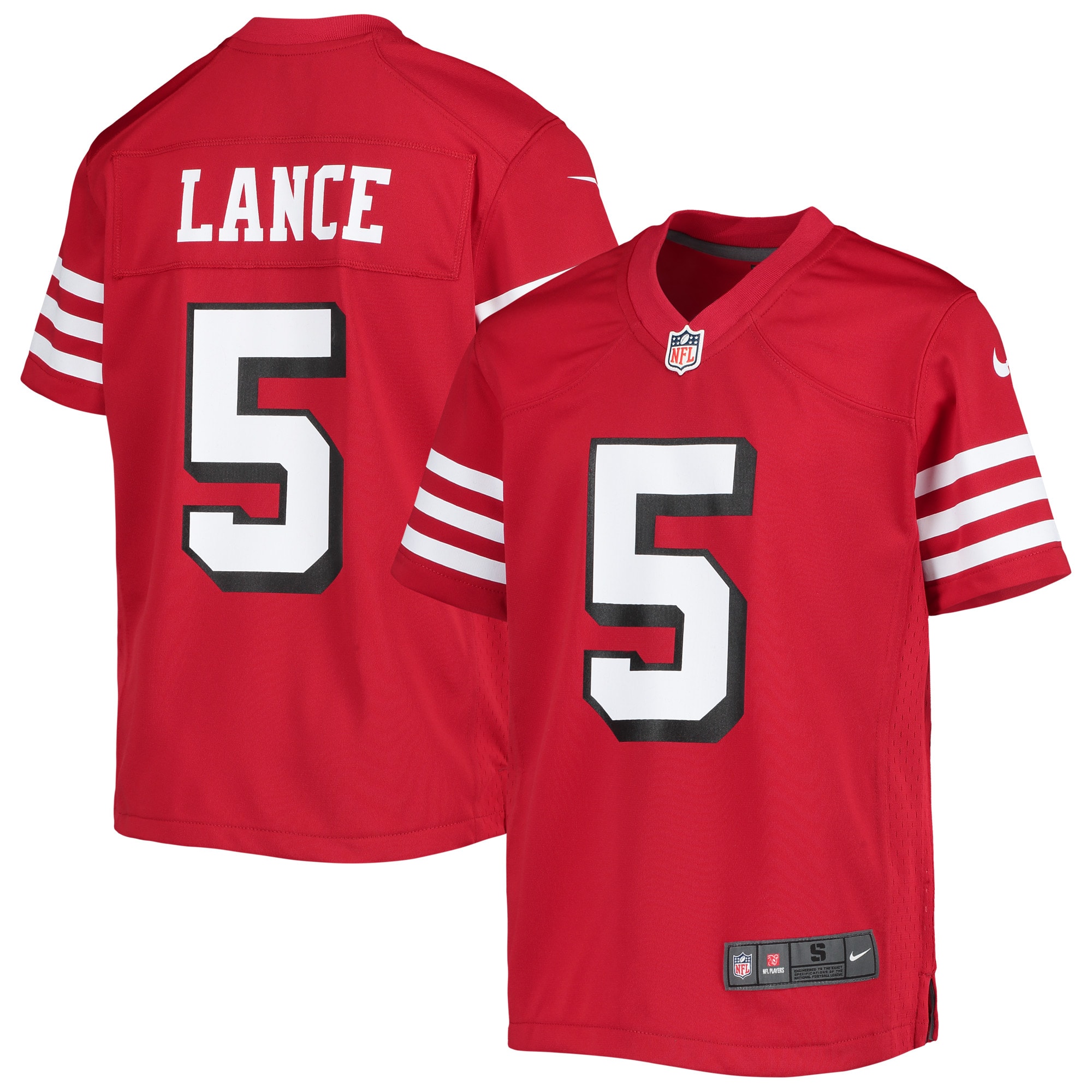 trey lance san francisco 49ers nike youth game jersey scarlet 3123 kylj0.jpg
