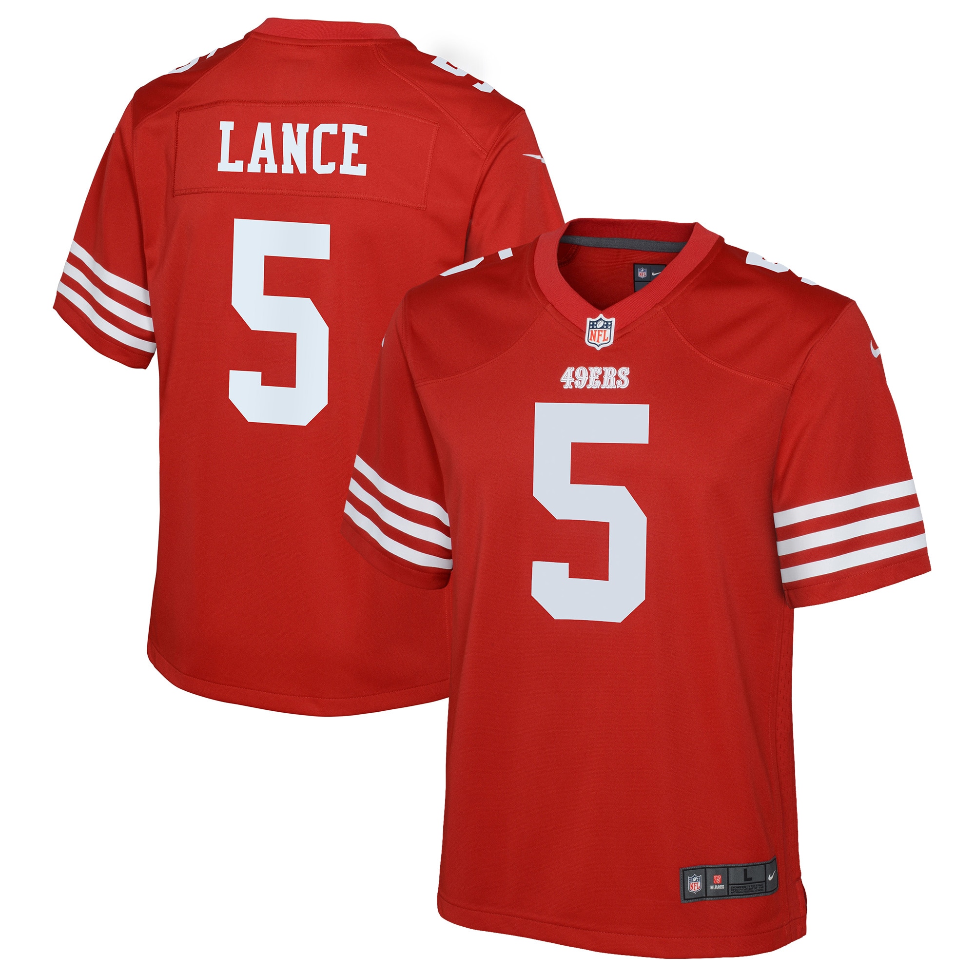 trey lance san francisco 49ers nike youth game jersey scarlet 3442 tdark.jpg
