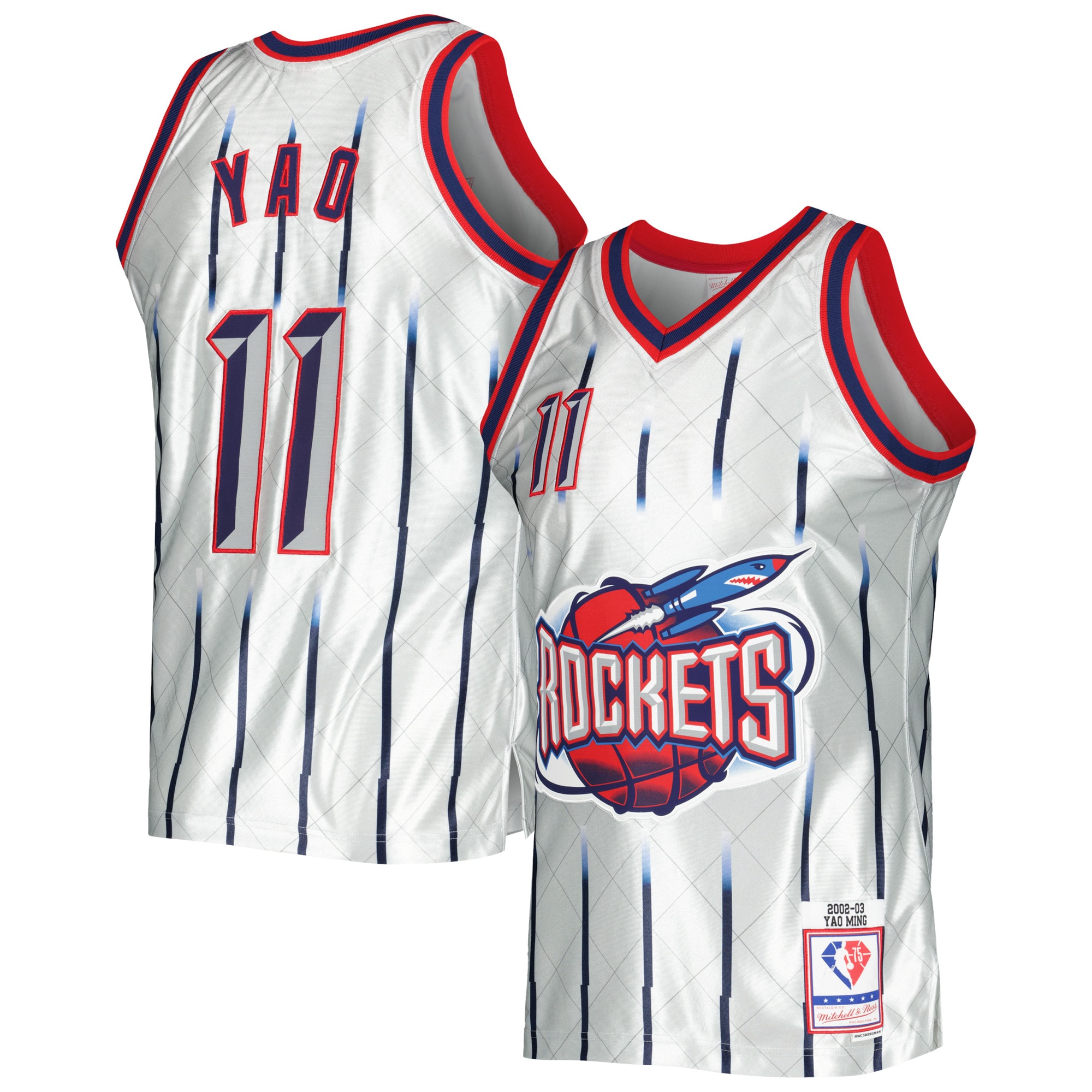 yao ming houston rockets mitchell 26amp ness 200203 hardwood classics 75th anniversary swingman jersey platinum 6418 6js4x.jpg