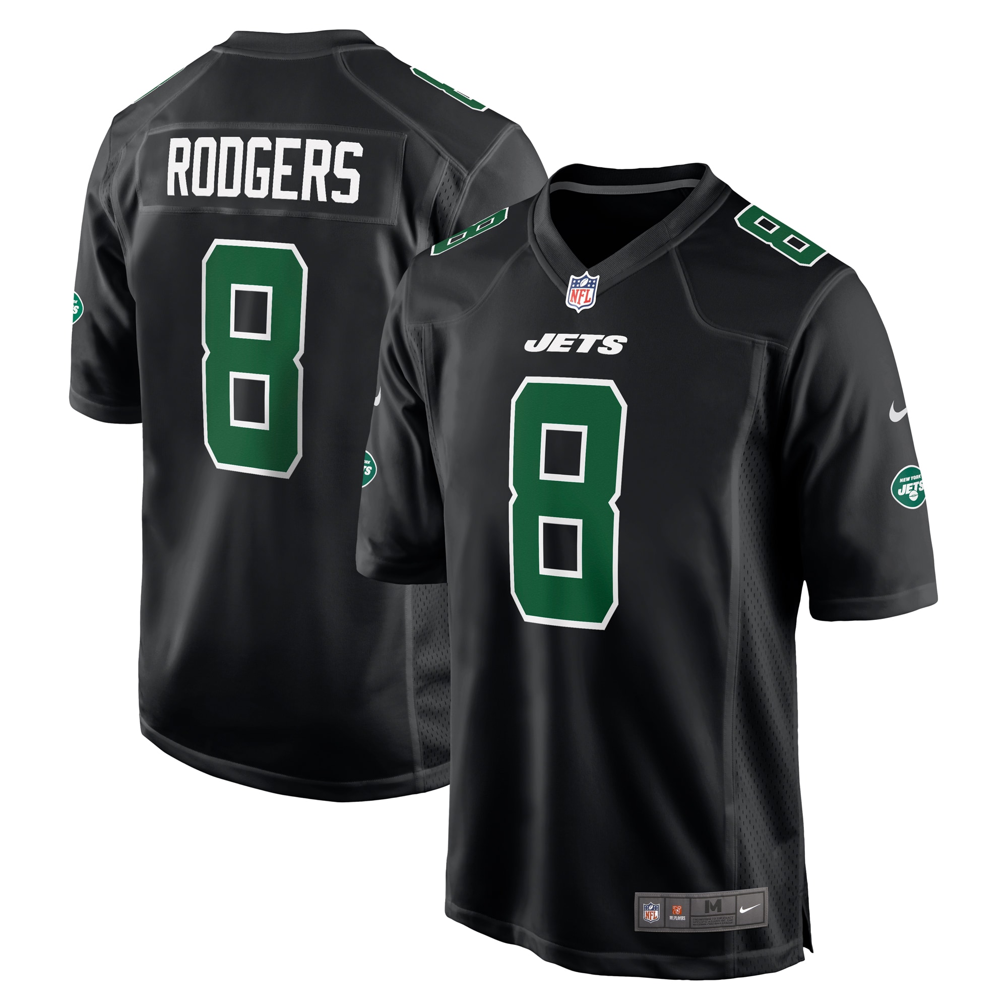aaron rodgers new york jets nike fashion game jersey black clowdercats rorsm.jpg