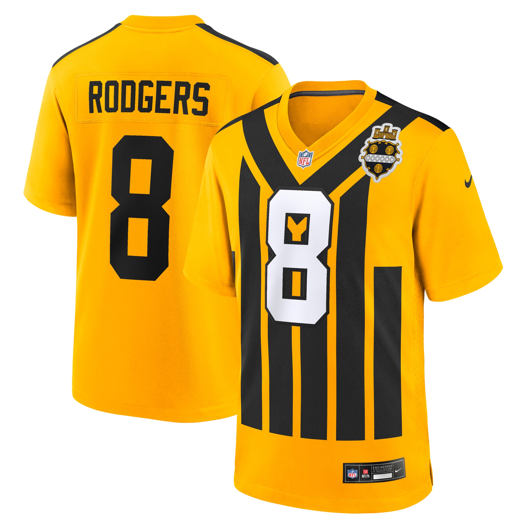 aaron rodgers pittsburgh steelers nike alternate 1933 throwback game jersey gold clowdercats esuw9.jpg