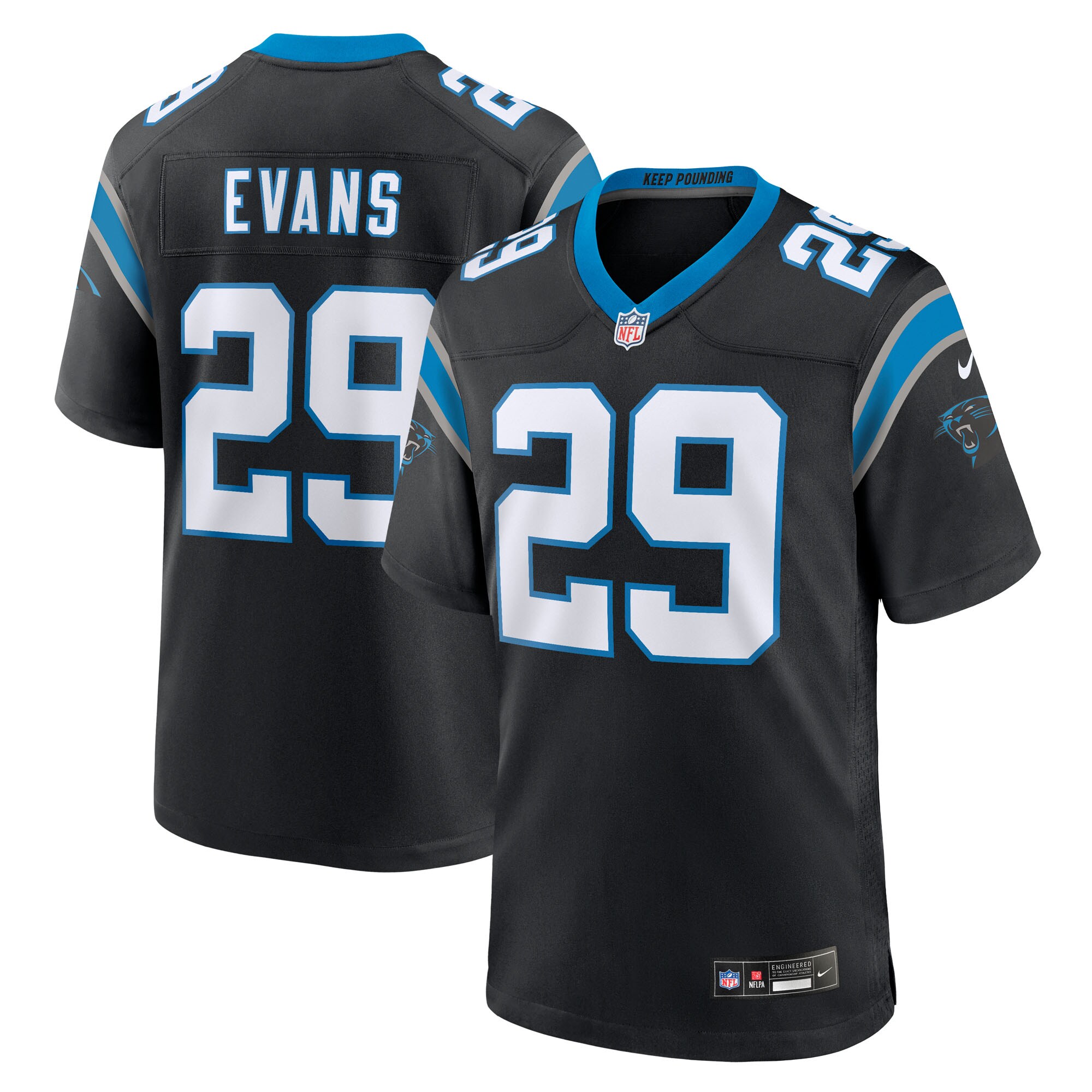 akayleb evans carolina panthers nike team game jersey black clowdercats 0gdek.jpg