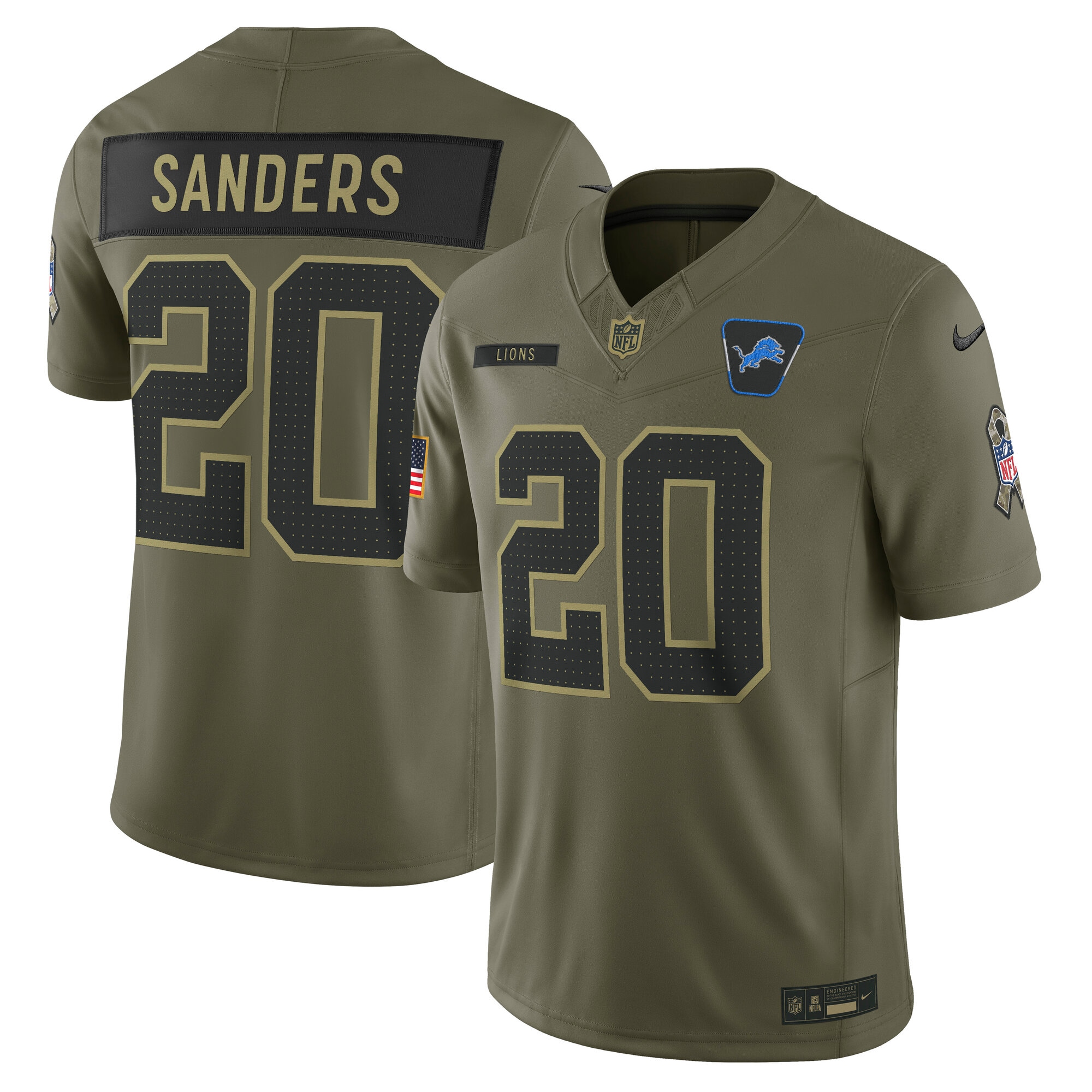 barry sanders detroit lions nike 2025 salute to service retired limited jersey olive clowdercats wd0f7.jpg