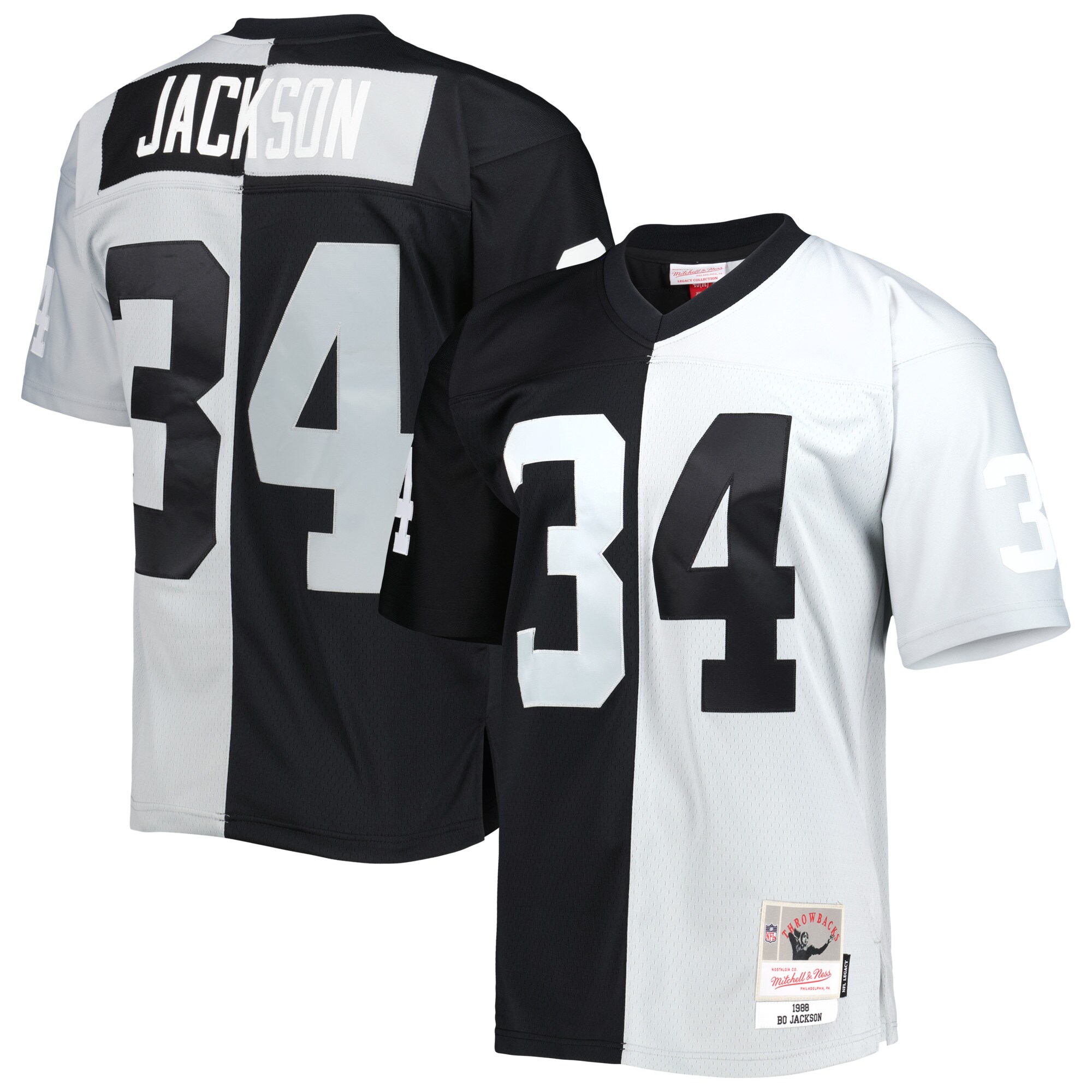 bo jackson las vegas raiders mitchell ness 1988 split legacy replica jersey blacksilver clowdercats a9lkb.jpg