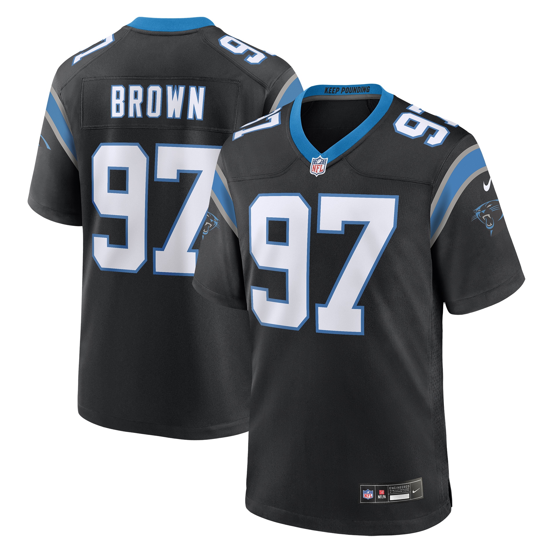 bobby brown carolina panthers nike team game jersey black clowdercats atrdd.jpg