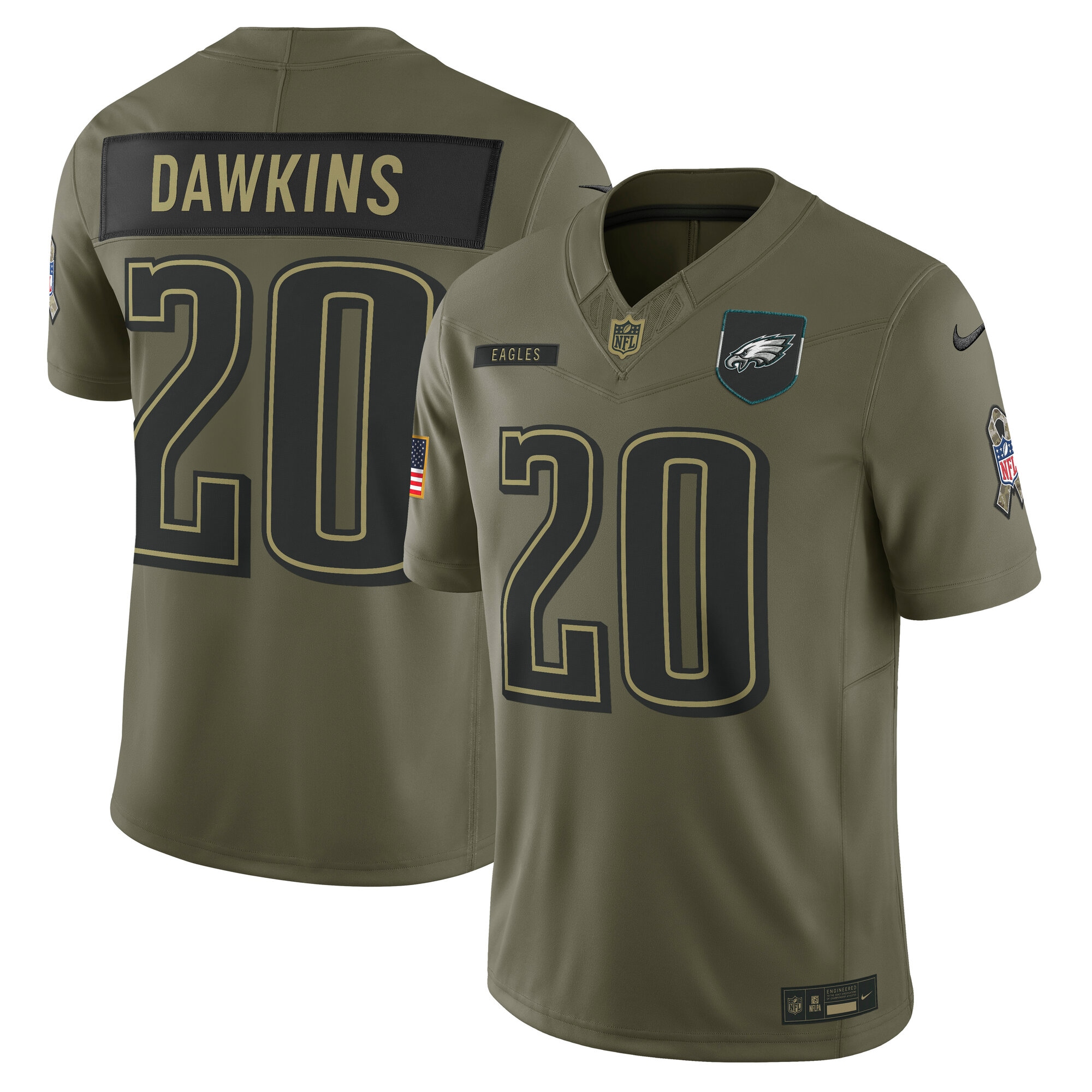 brian dawkins philadelphia eagles nike 2025 salute to service retired limited jersey olive clowdercats o44rm.jpg