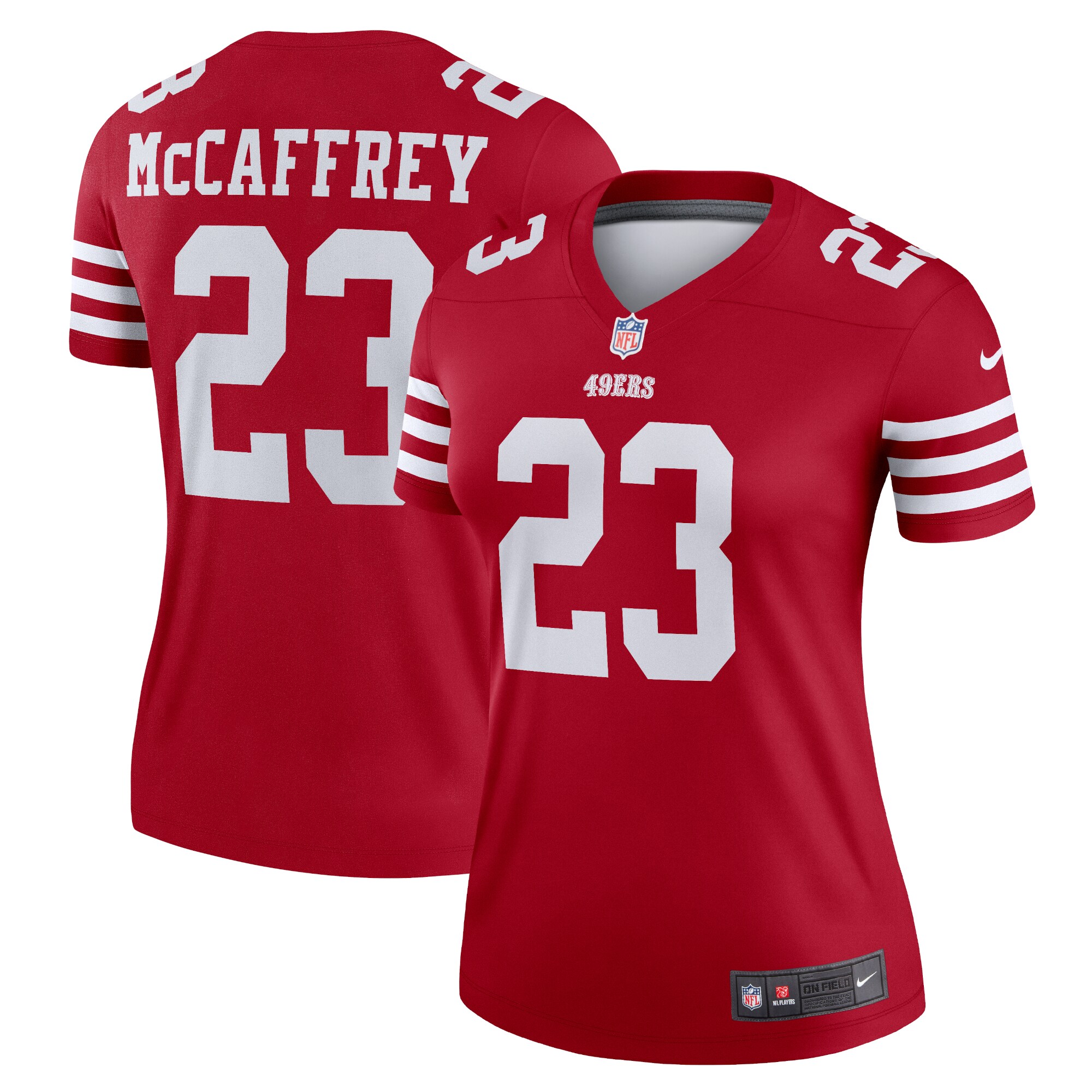 christian mccaffrey san francisco 49ers nike womens legend player performance top scarlet clowdercats dwxyk.jpg