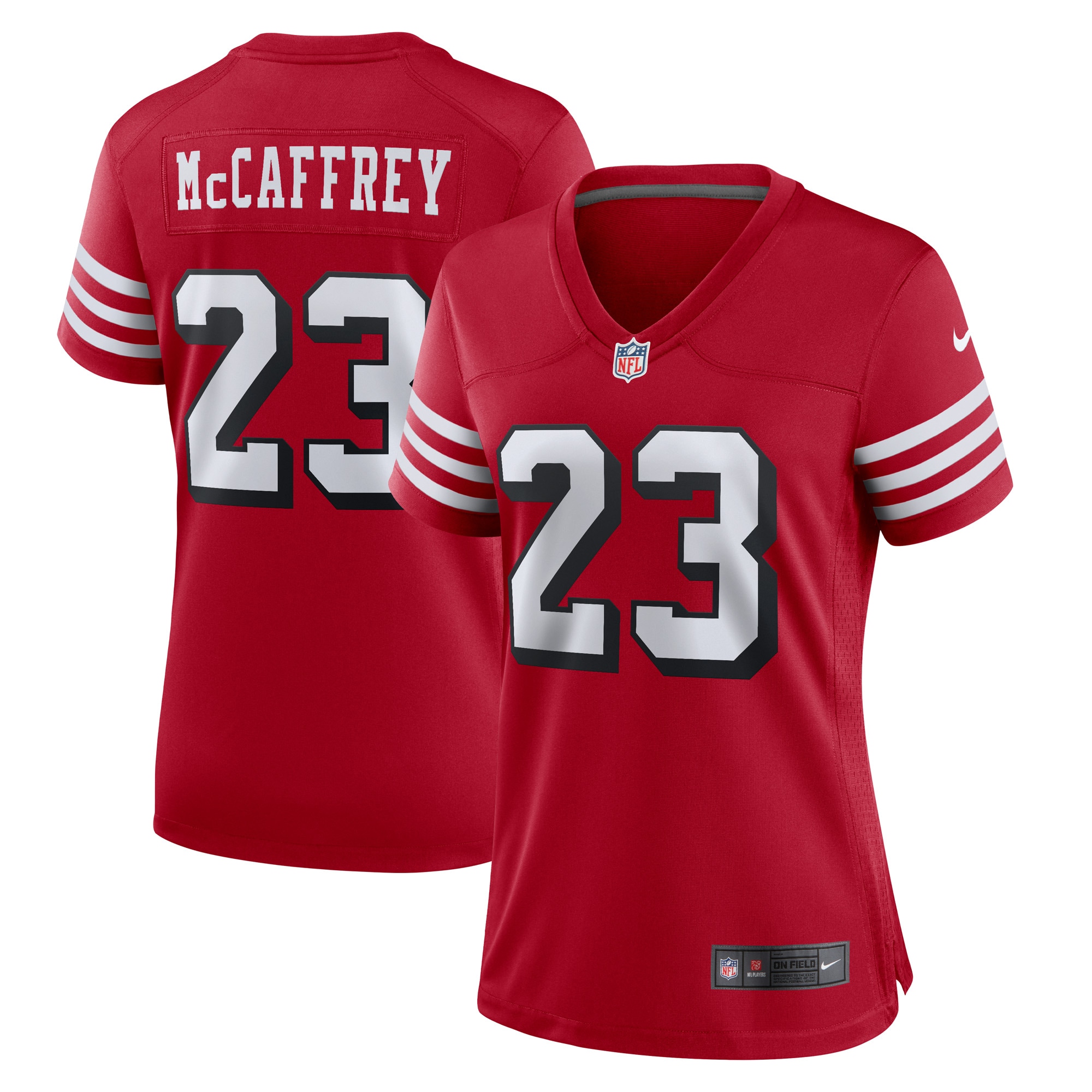 christian mccaffrey san francisco 49ers nike womens player jersey scarlet clowdercats qsmee.jpg