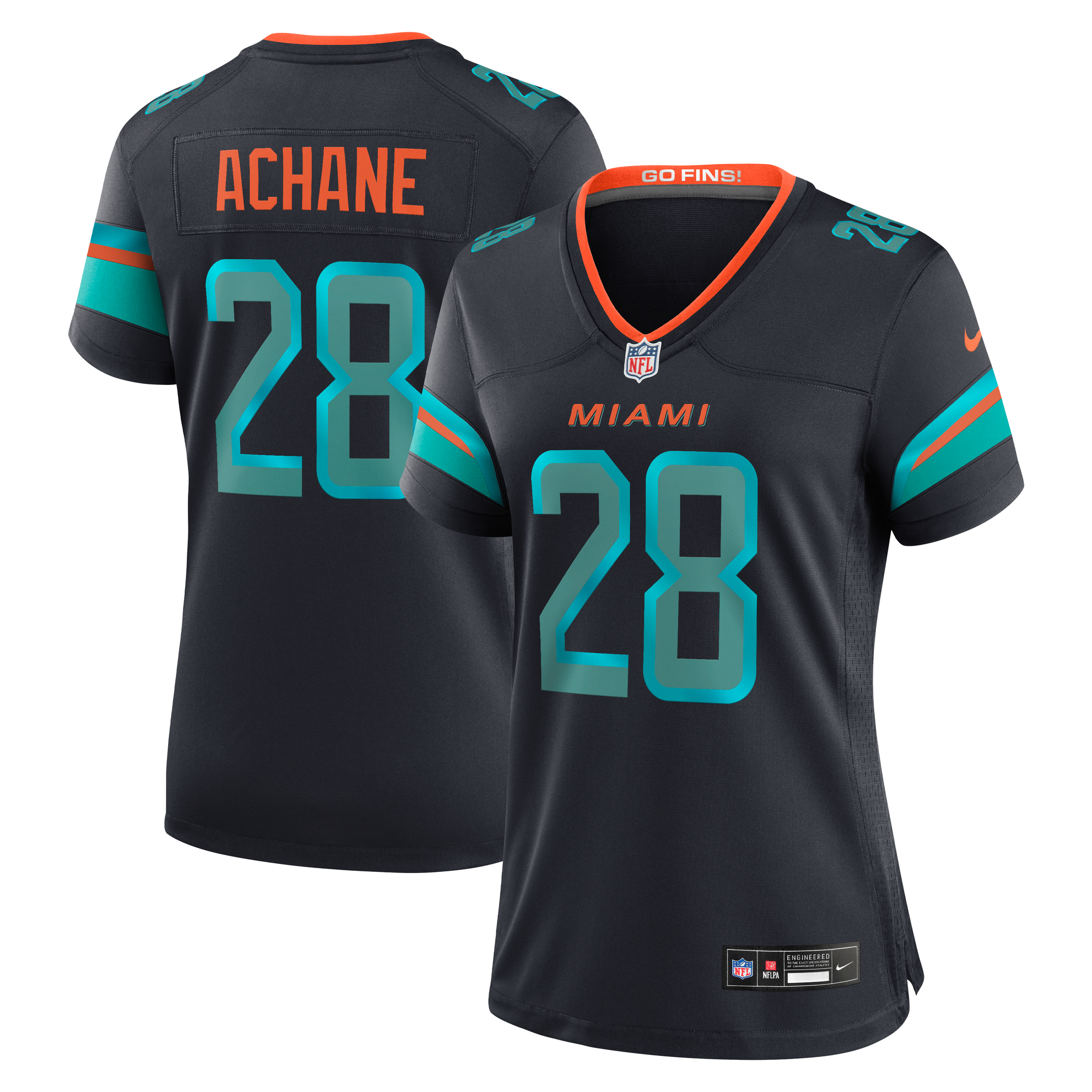 devon achane miami dolphins nike womens 2025 rivalries collection game jersey pitch blue clowdercats kksqv.jpg