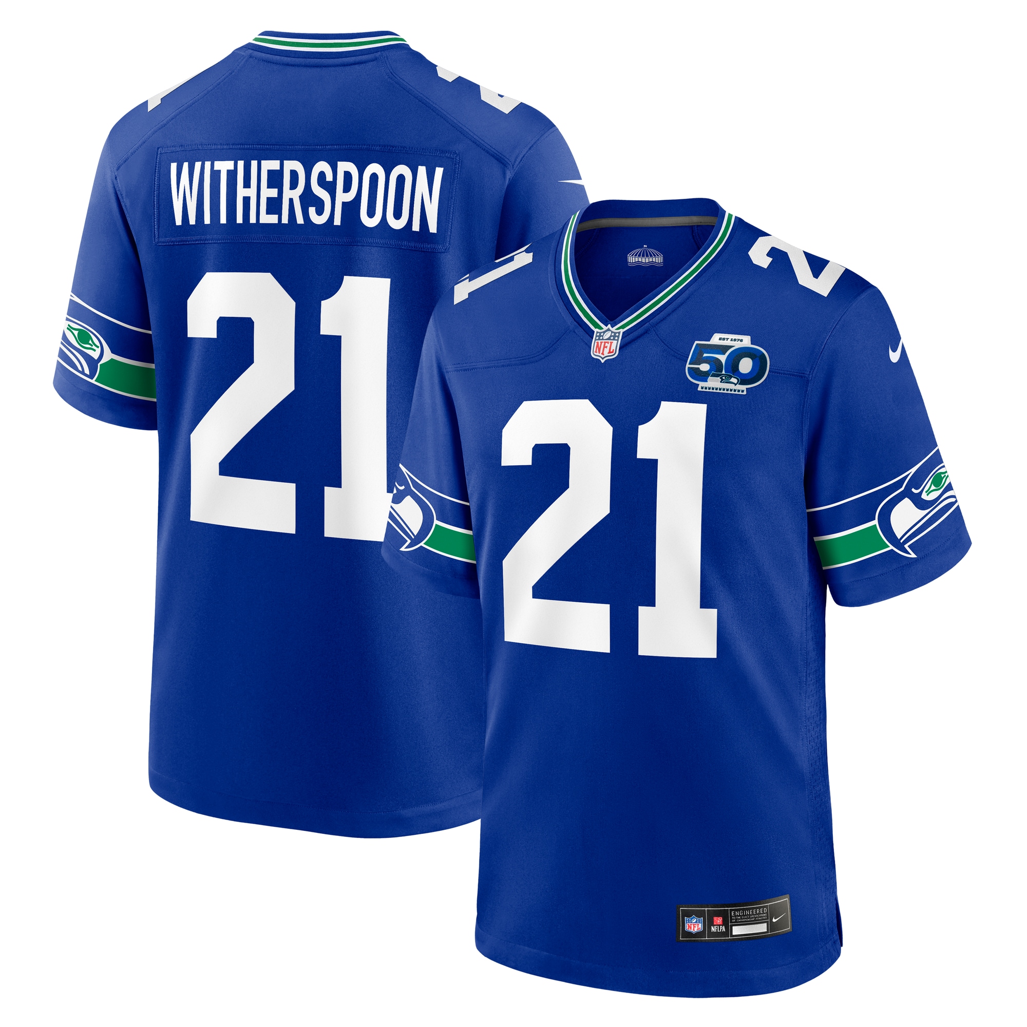 devon witherspoon seattle seahawks nike alternate 50th season game jersey royal clowdercats mqvzj.jpg