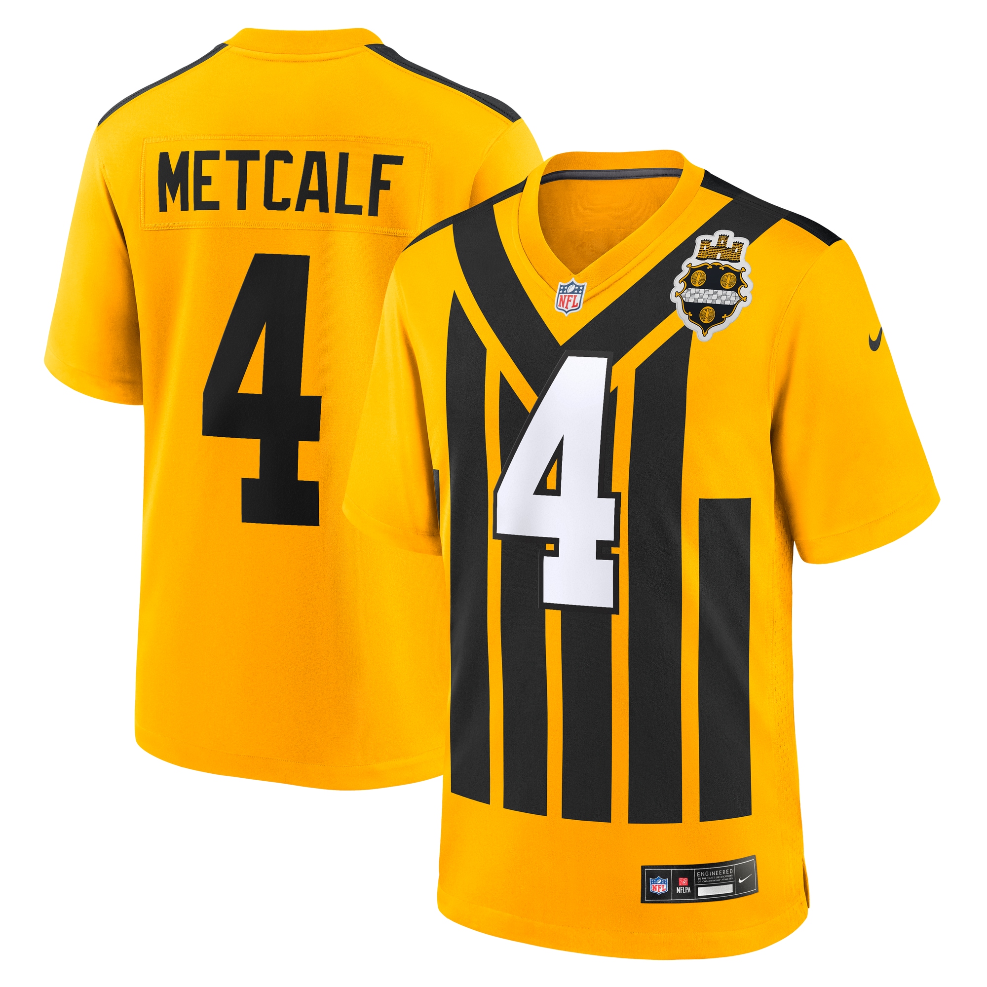 dk metcalf pittsburgh steelers nike alternate 1933 throwback game jersey gold clowdercats fqgos.jpg