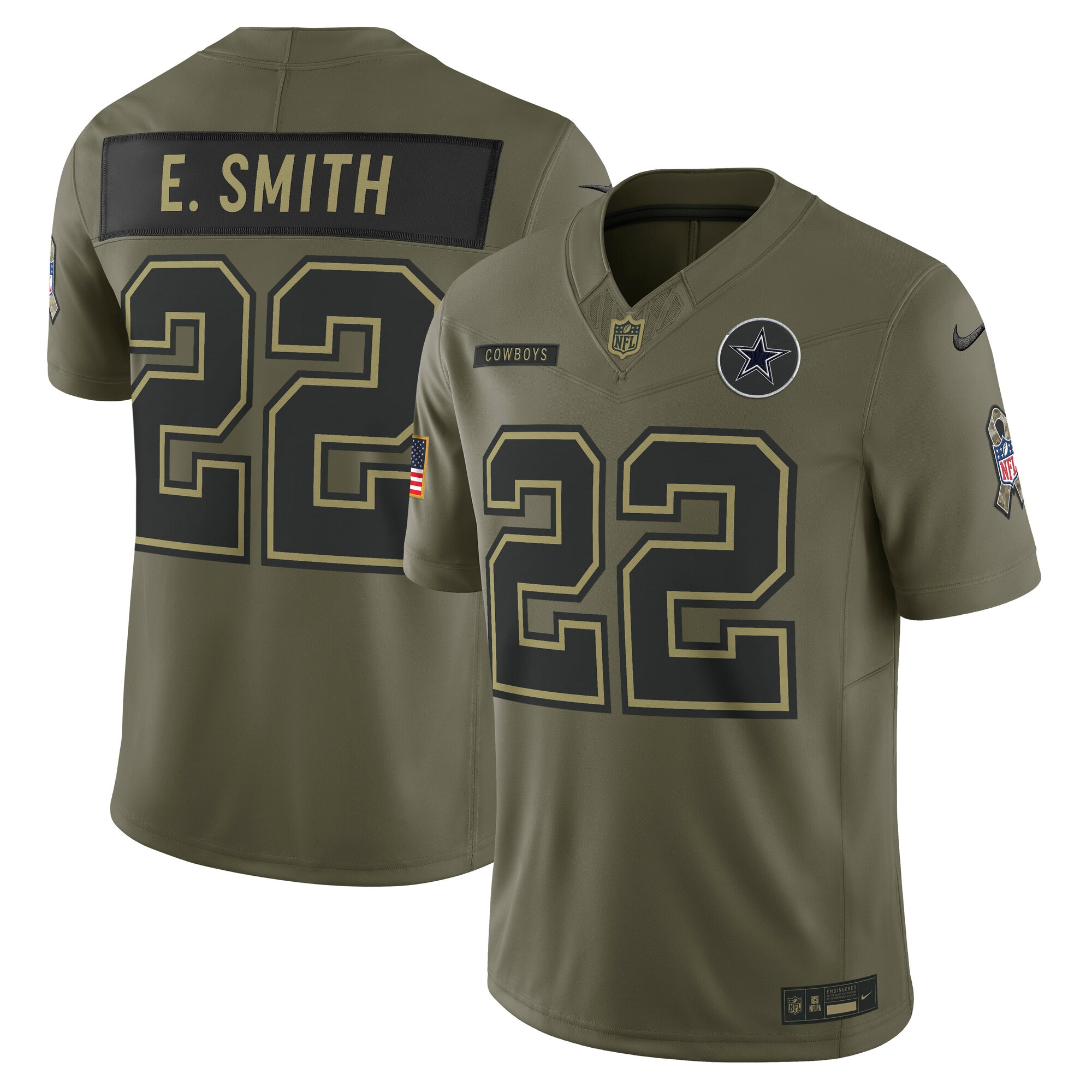 emmitt smith dallas cowboys nike 2025 salute to service retired limited jersey olive clowdercats dyozv.jpg