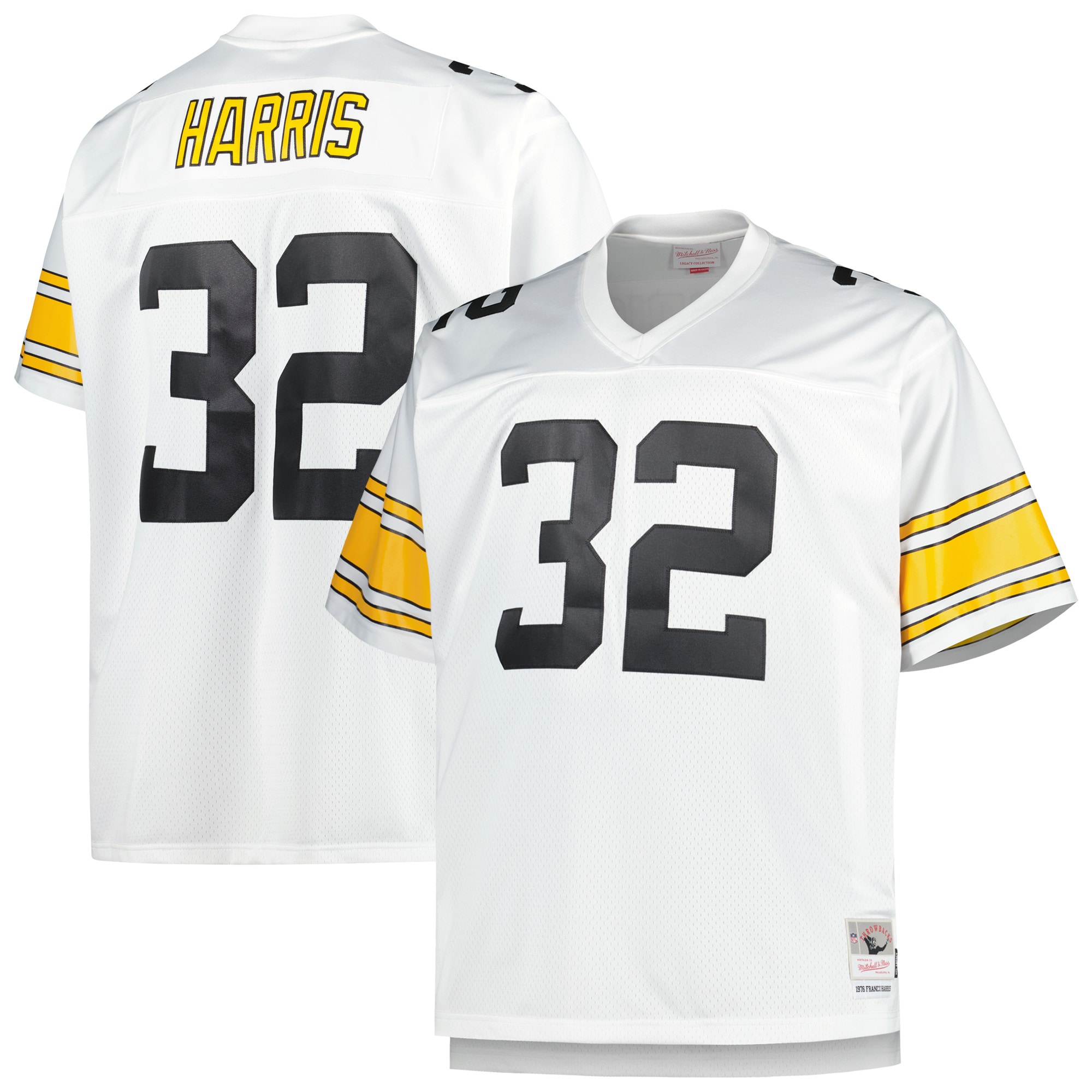 franco harris pittsburgh steelers mitchell ness big tall 1976 retired player replica jersey white clowdercats g3jjx.jpg