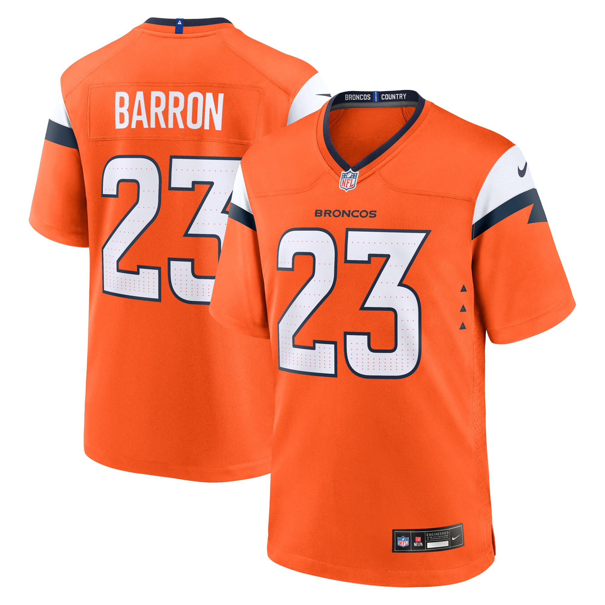 jahdae barron denver broncos nike 2025 nfl draft first round pick game jersey orange clowdercats 23xz9.jpg