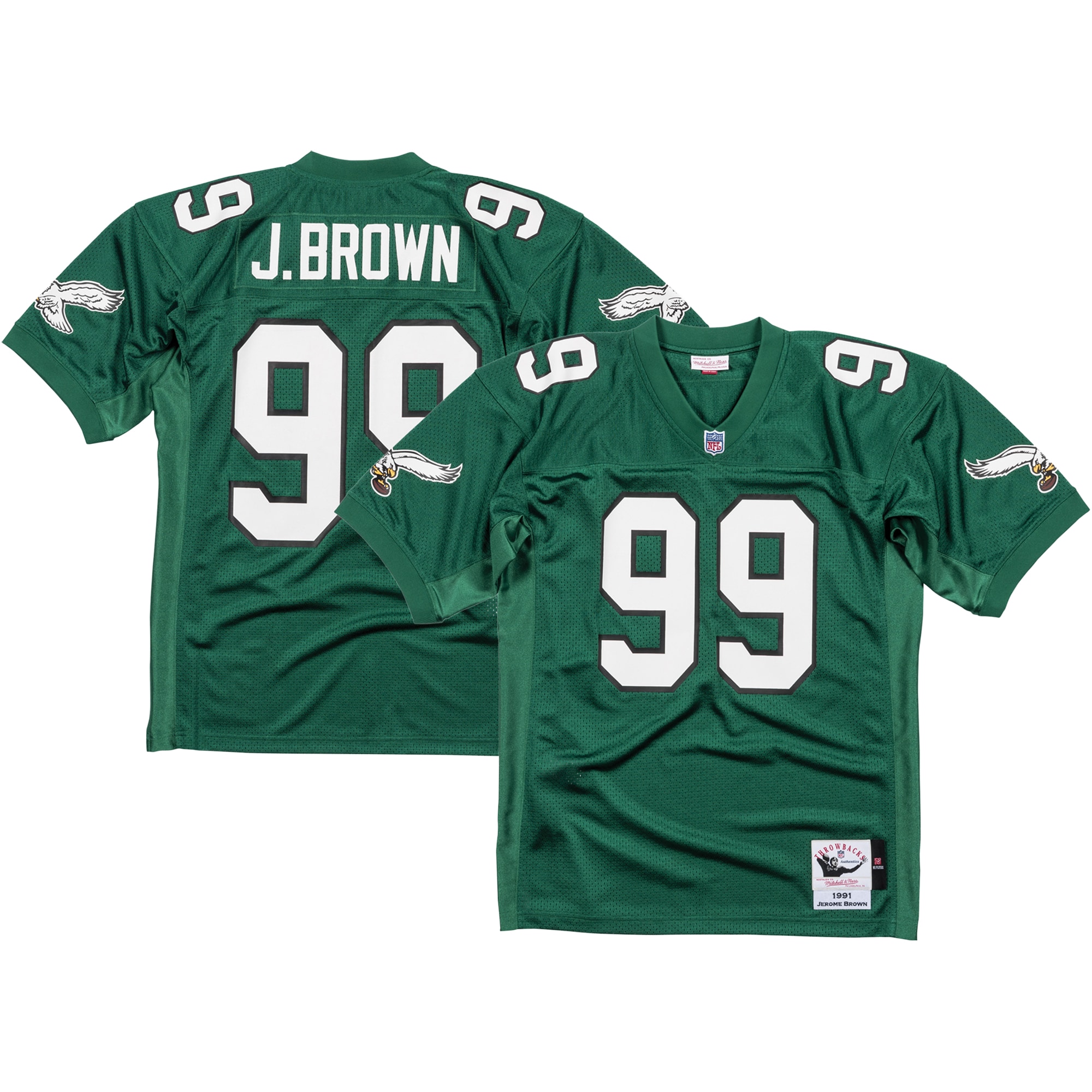 jerome brown philadelphia eagles mitchell ness 1991 authentic jersey kelly green clowdercats xvht8.jpg
