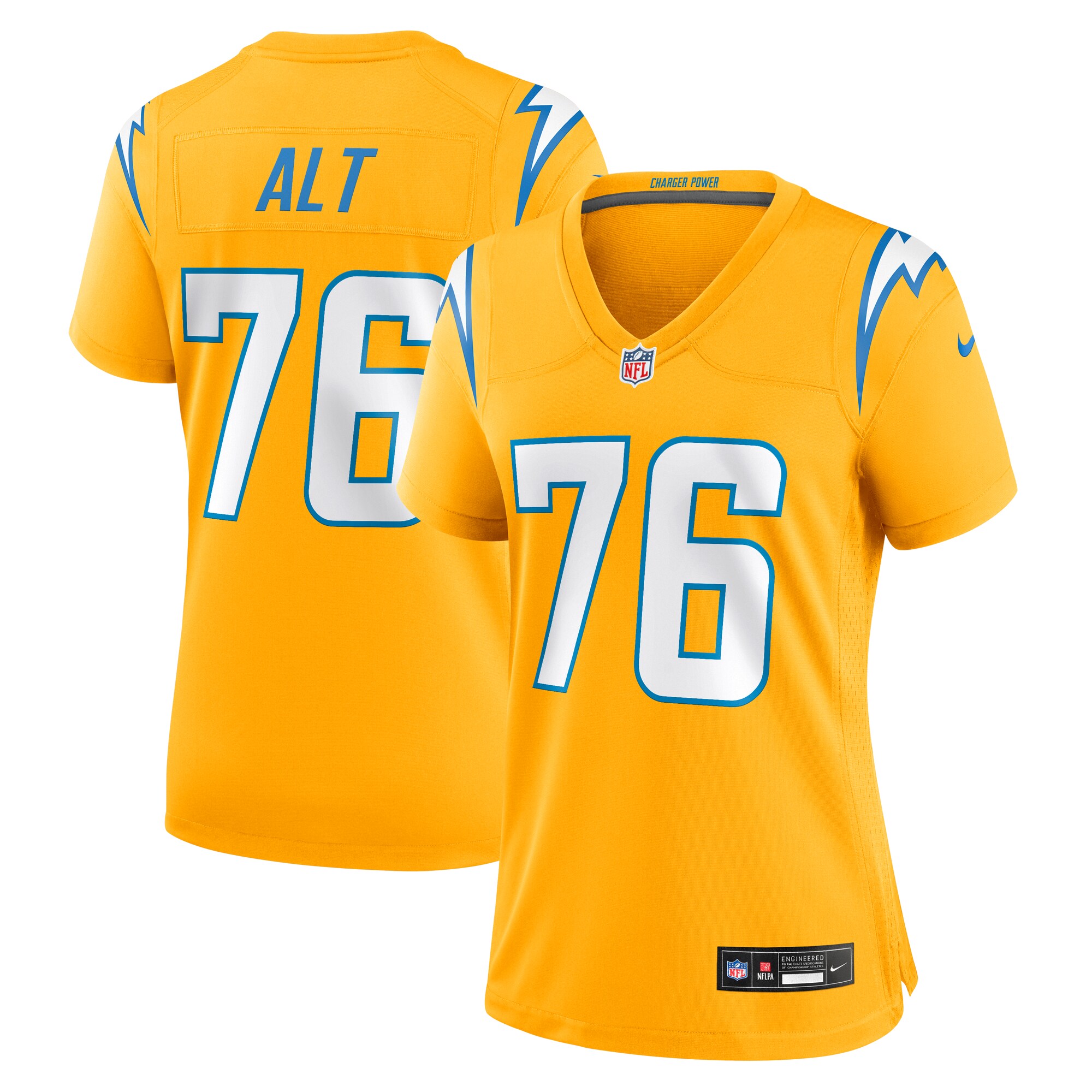 joe alt los angeles chargers nike womens alternate charger power game jersey gold clowdercats zbf8j.jpg