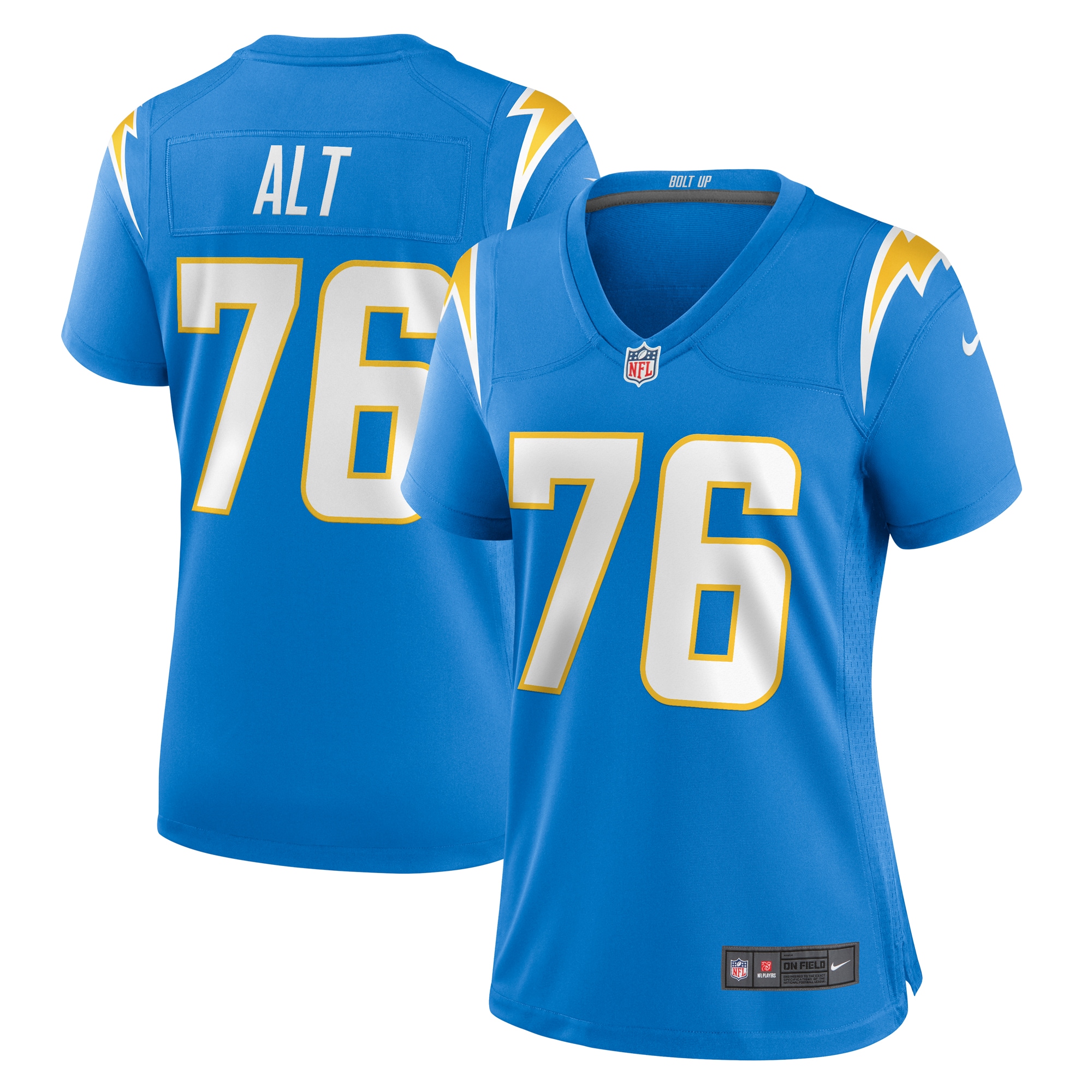 joe alt los angeles chargers nike womens game jersey powder blue clowdercats us8mj.jpg