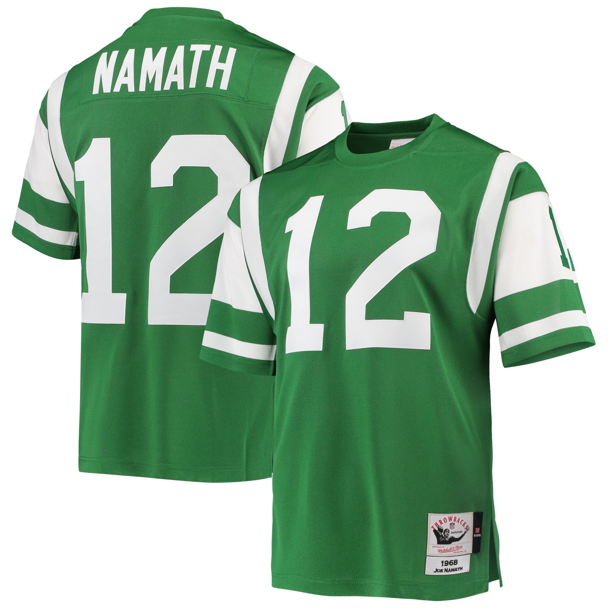 joe namath new york jets 1968 mitchell ness authentic throwback retired player jersey green clowdercats u4lvn.jpg
