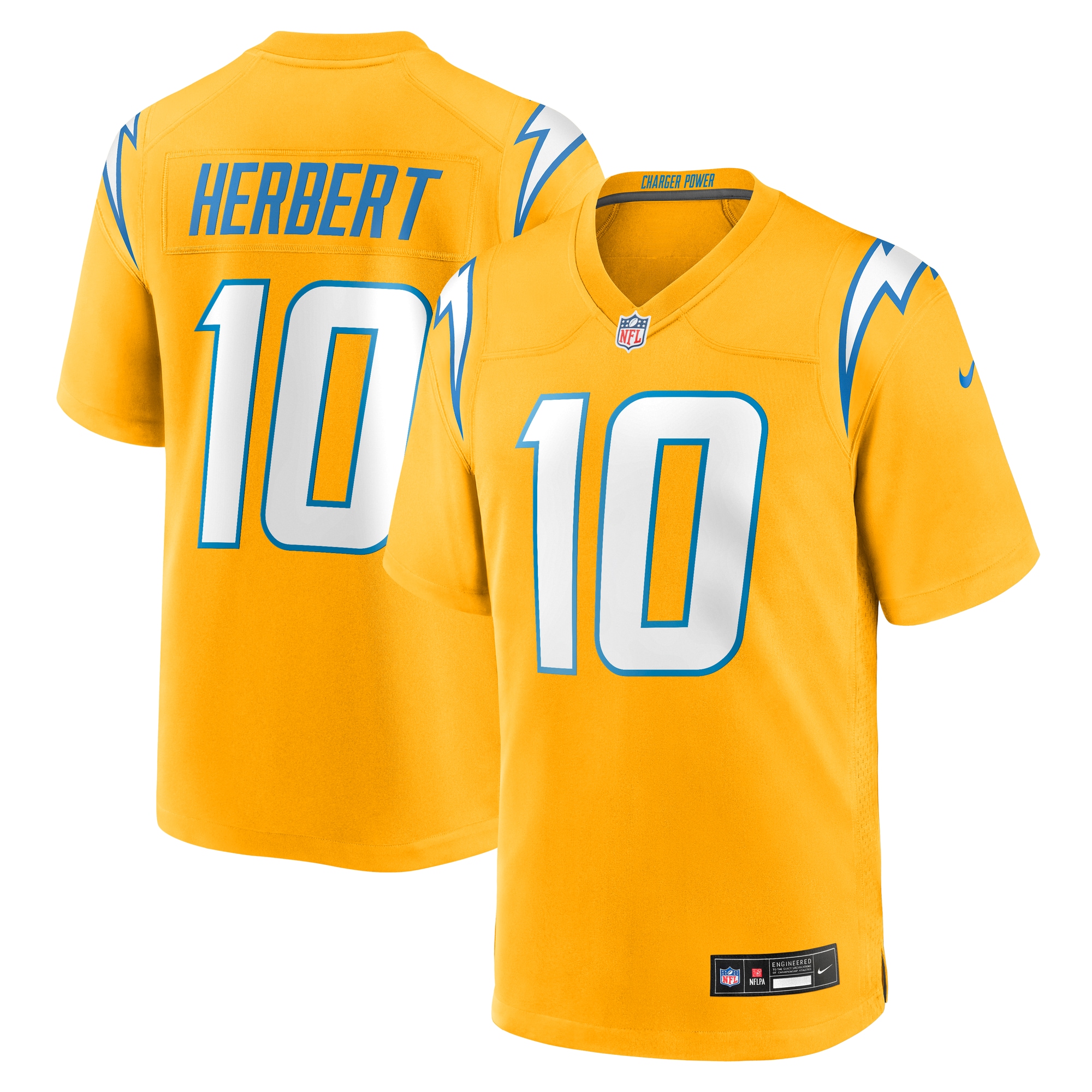justin herbert los angeles chargers nike alternate charger power game player jersey gold clowdercats rgrdl.jpg