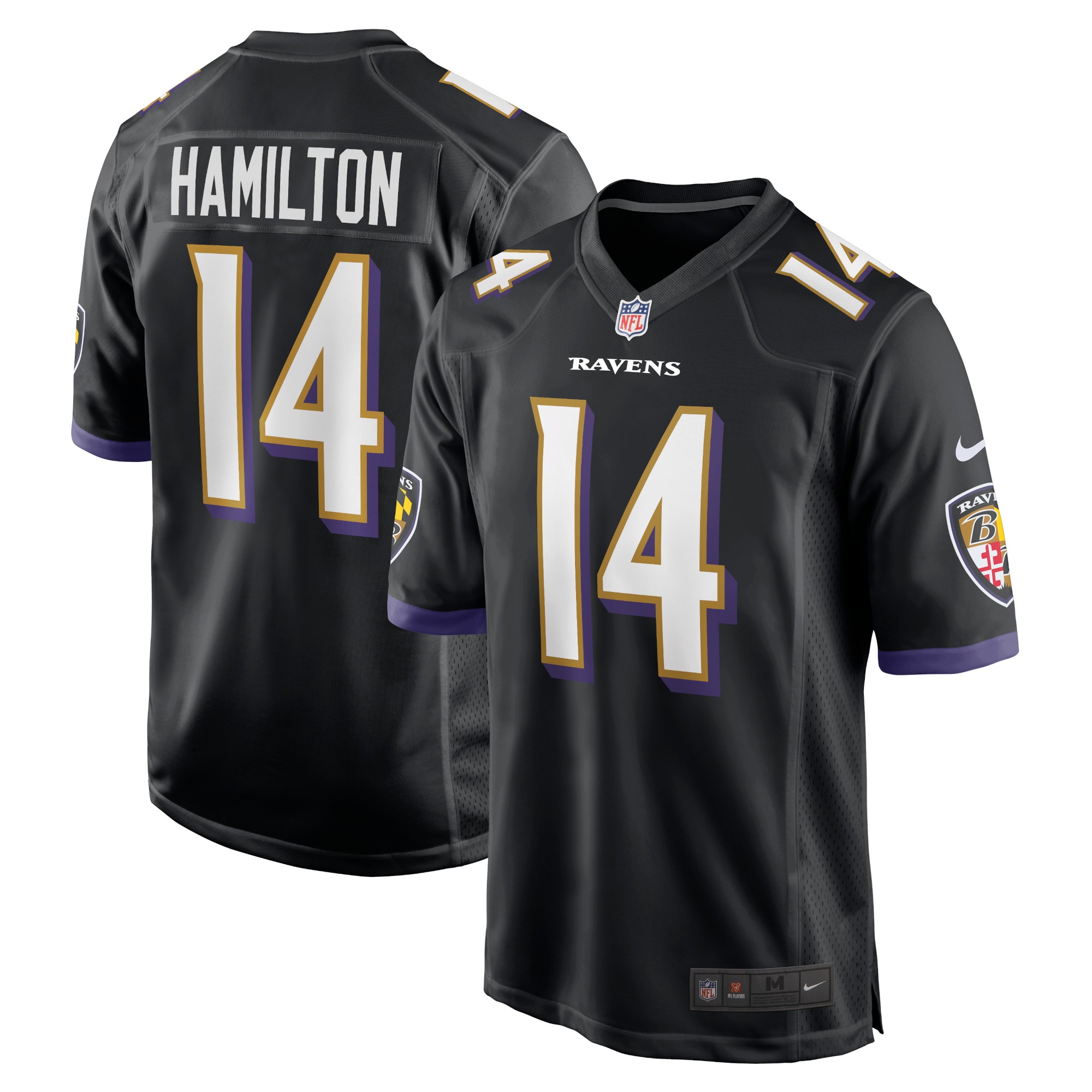kyle hamilton baltimore ravens nike player game jersey black clowdercats jrwc2.jpg