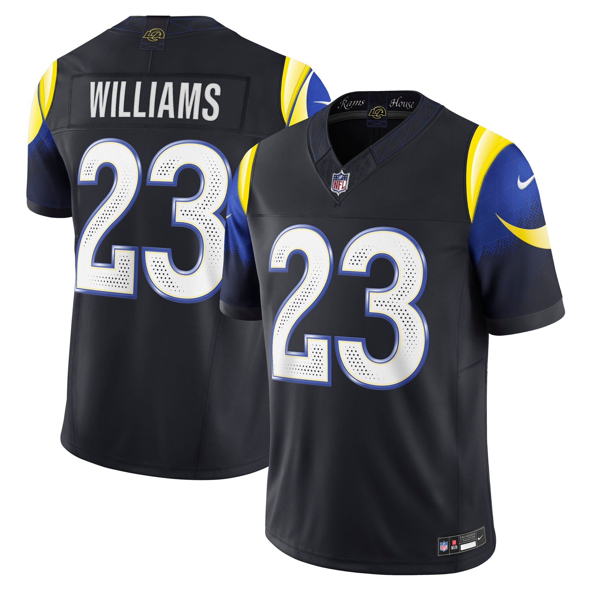 kyren williams los angeles rams nike 2025 rivalries collection limited jersey midnight blue clowdercats fksjt.jpg