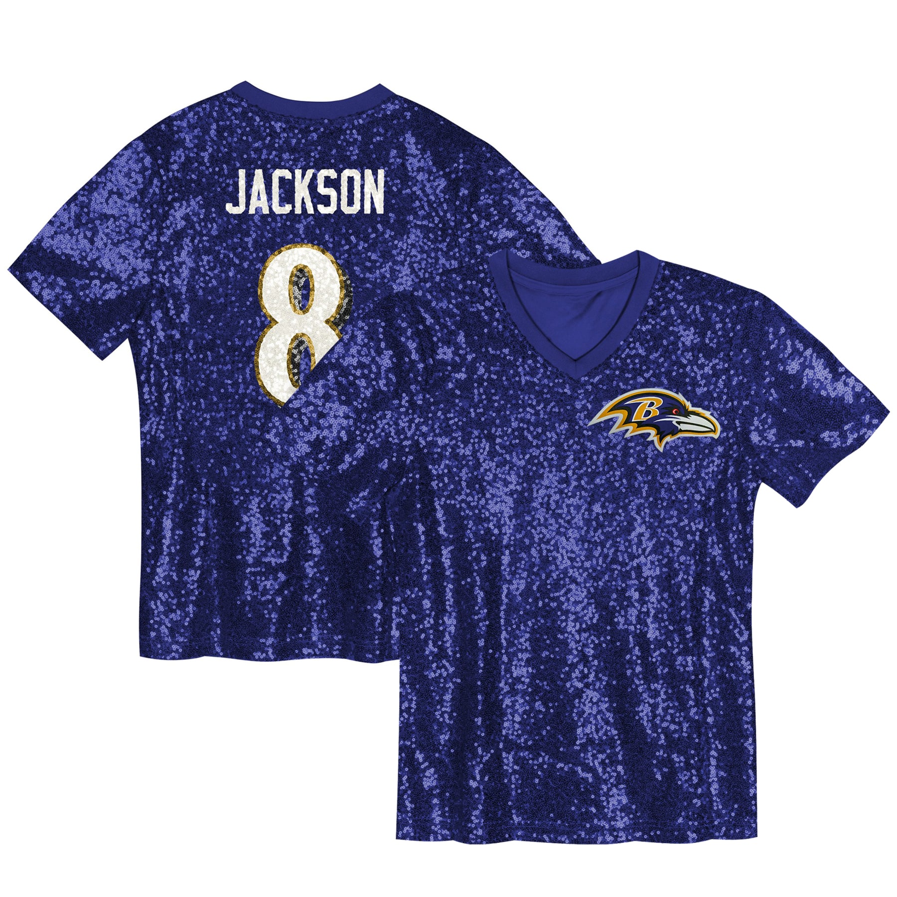lamar jackson baltimore ravens womens player name number v neck fashion jersey purple clowdercats ya01j.jpg