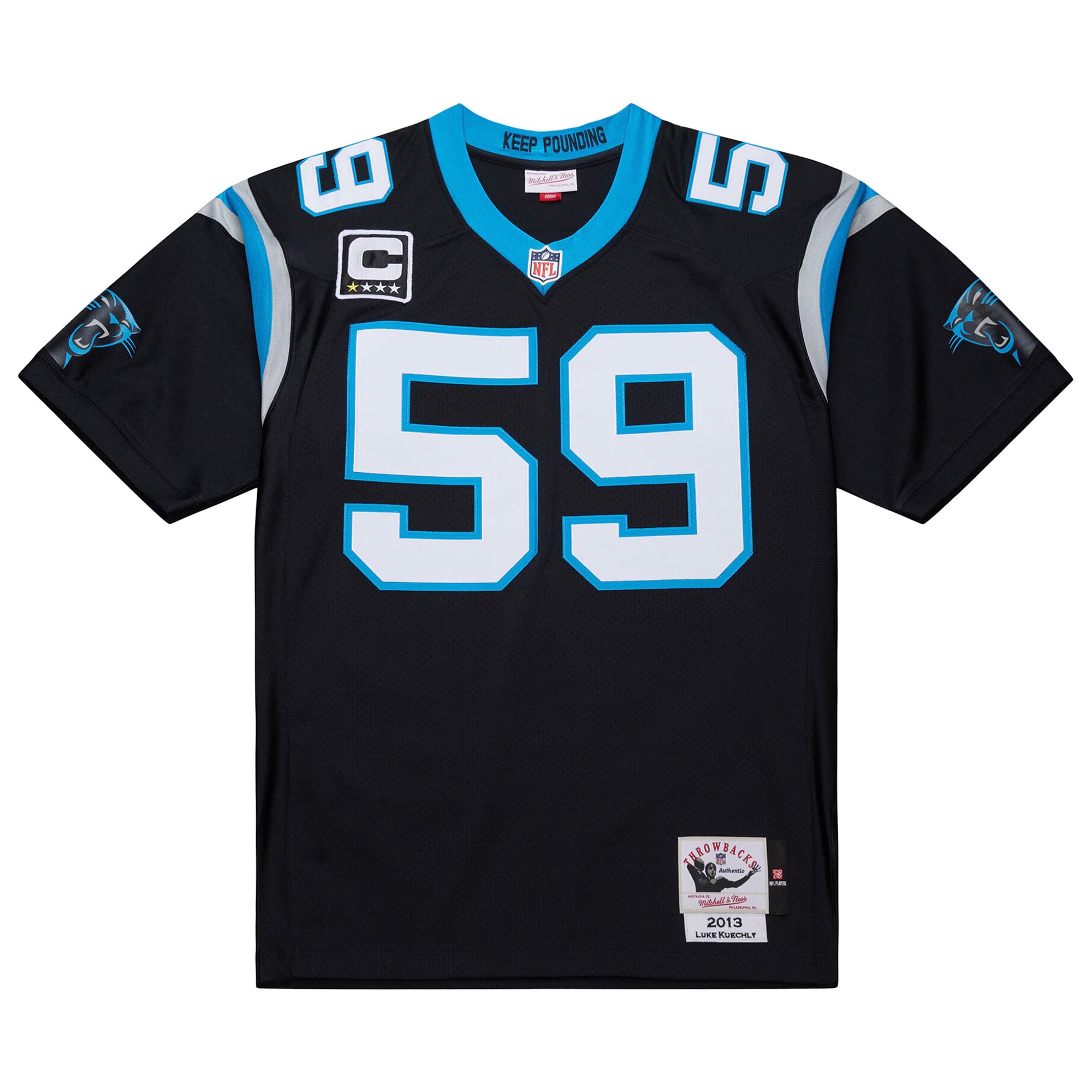 luke kuechly carolina panthers mitchell ness 2013 authentic throwback retired player jersey black clowdercats ccl1f.jpg