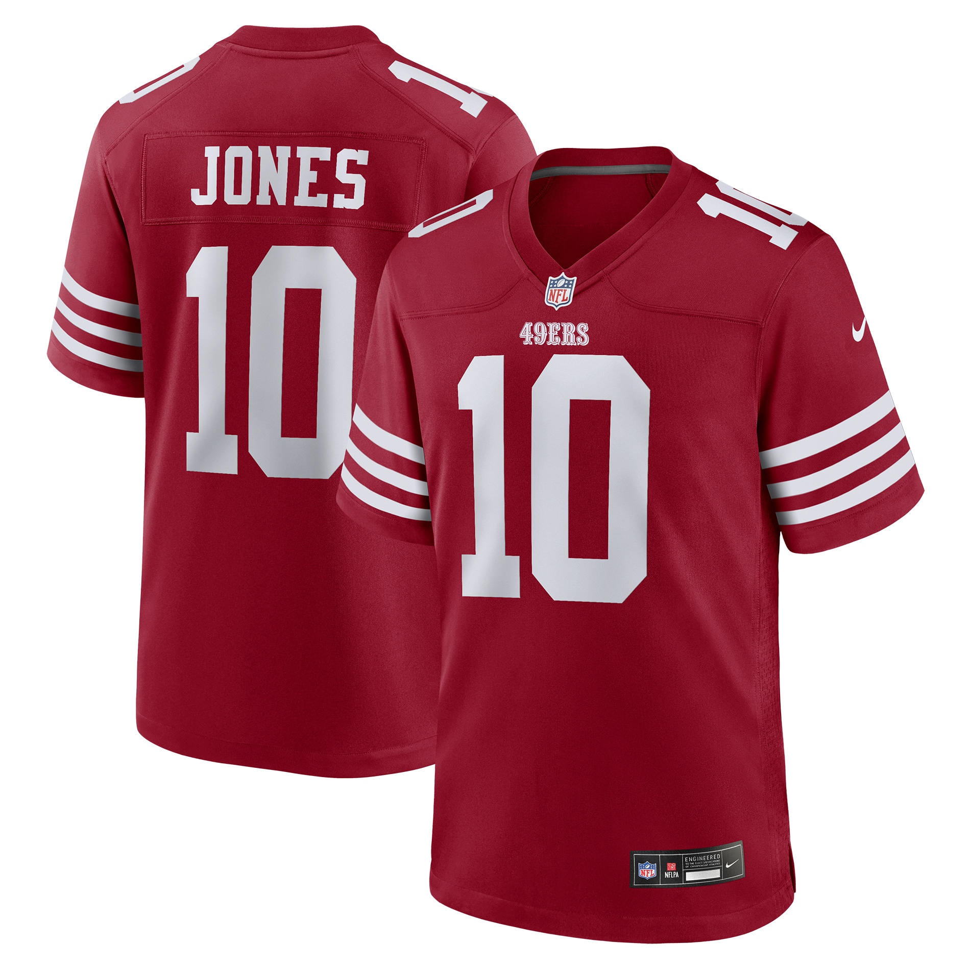 mac jones san francisco 49ers nike team game jersey scarlet clowdercats ktfxm.jpg