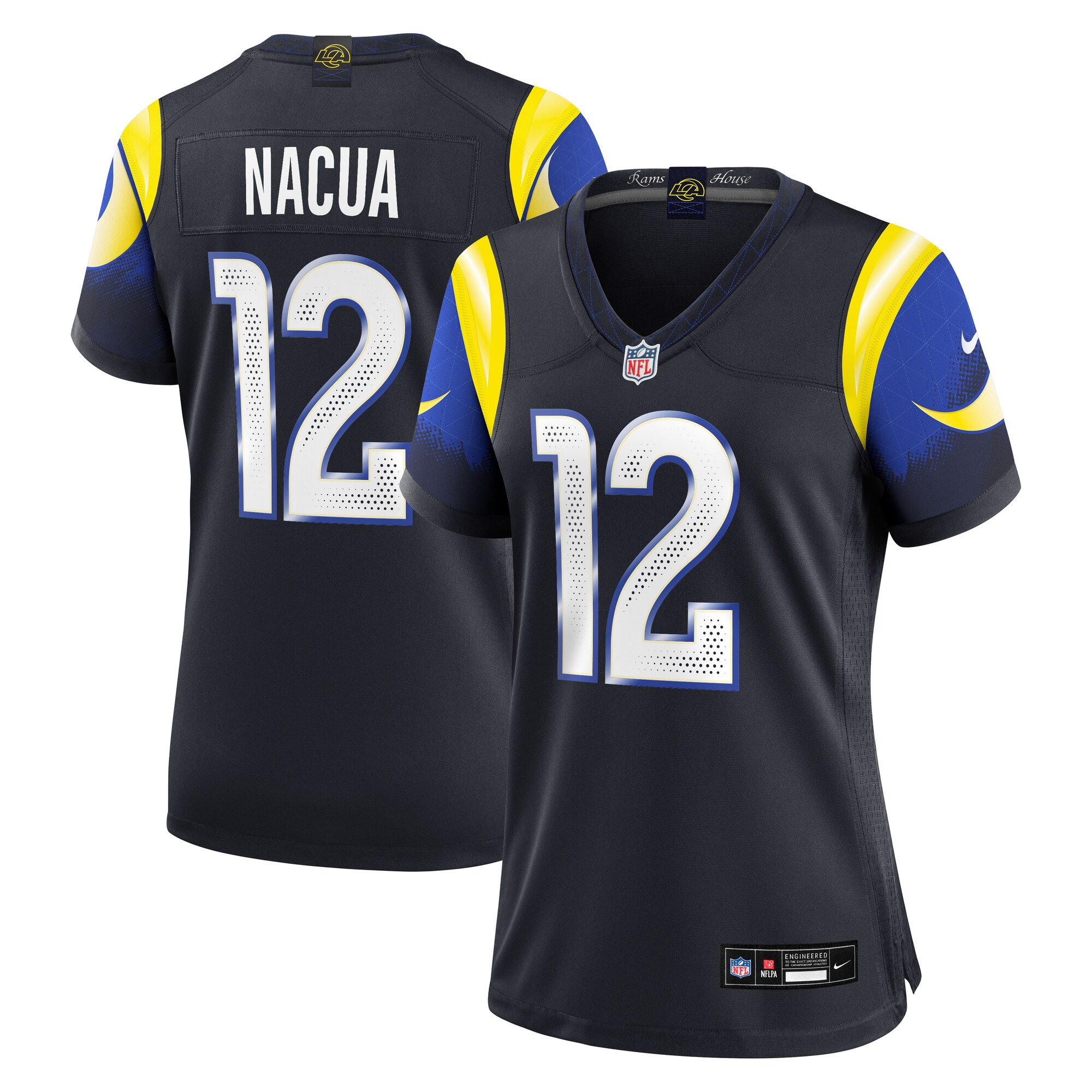 puka nacua los angeles rams nike womens 2025 rivalries collection game jersey midnight blue clowdercats nvh6x.jpg