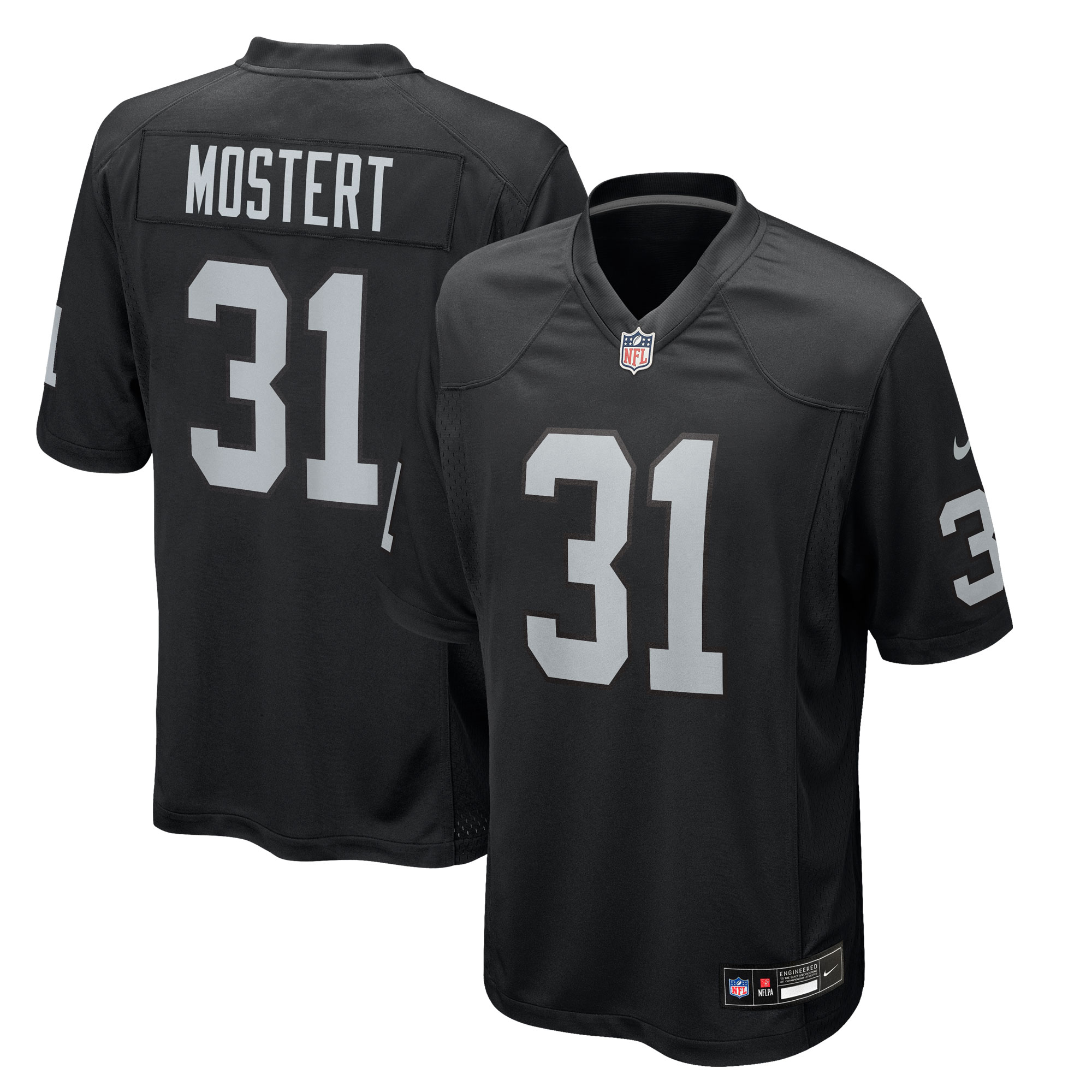raheem mostert las vegas raiders nike team game jersey black clowdercats gants.jpg