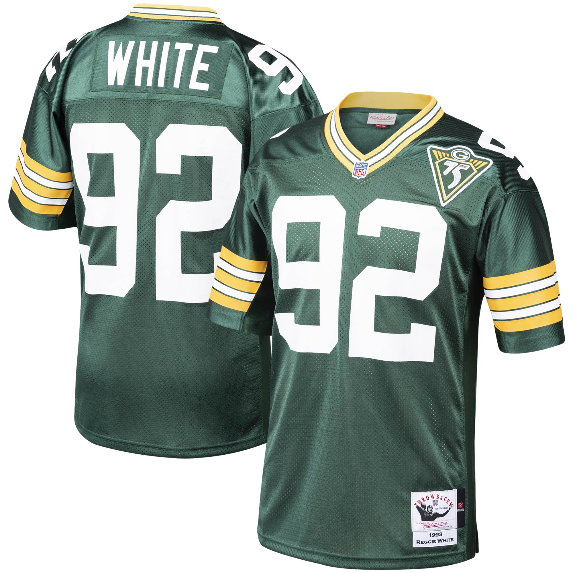 reggie white green bay packers 1993 mitchell ness authentic throwback retired player jersey green clowdercats a5ogh.jpg