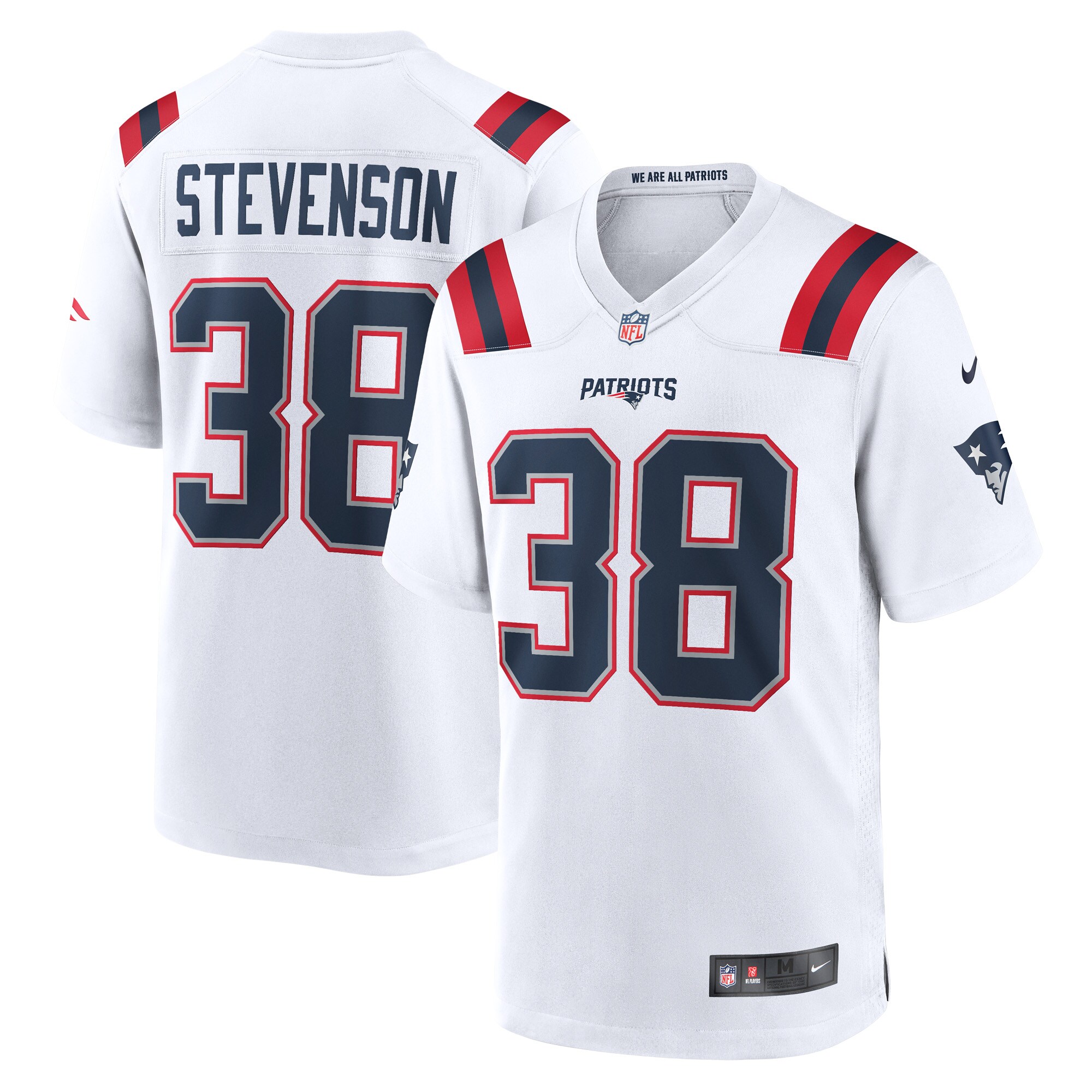 rhamondre stevenson new england patriots nike game player jersey white clowdercats 3id2d.jpg