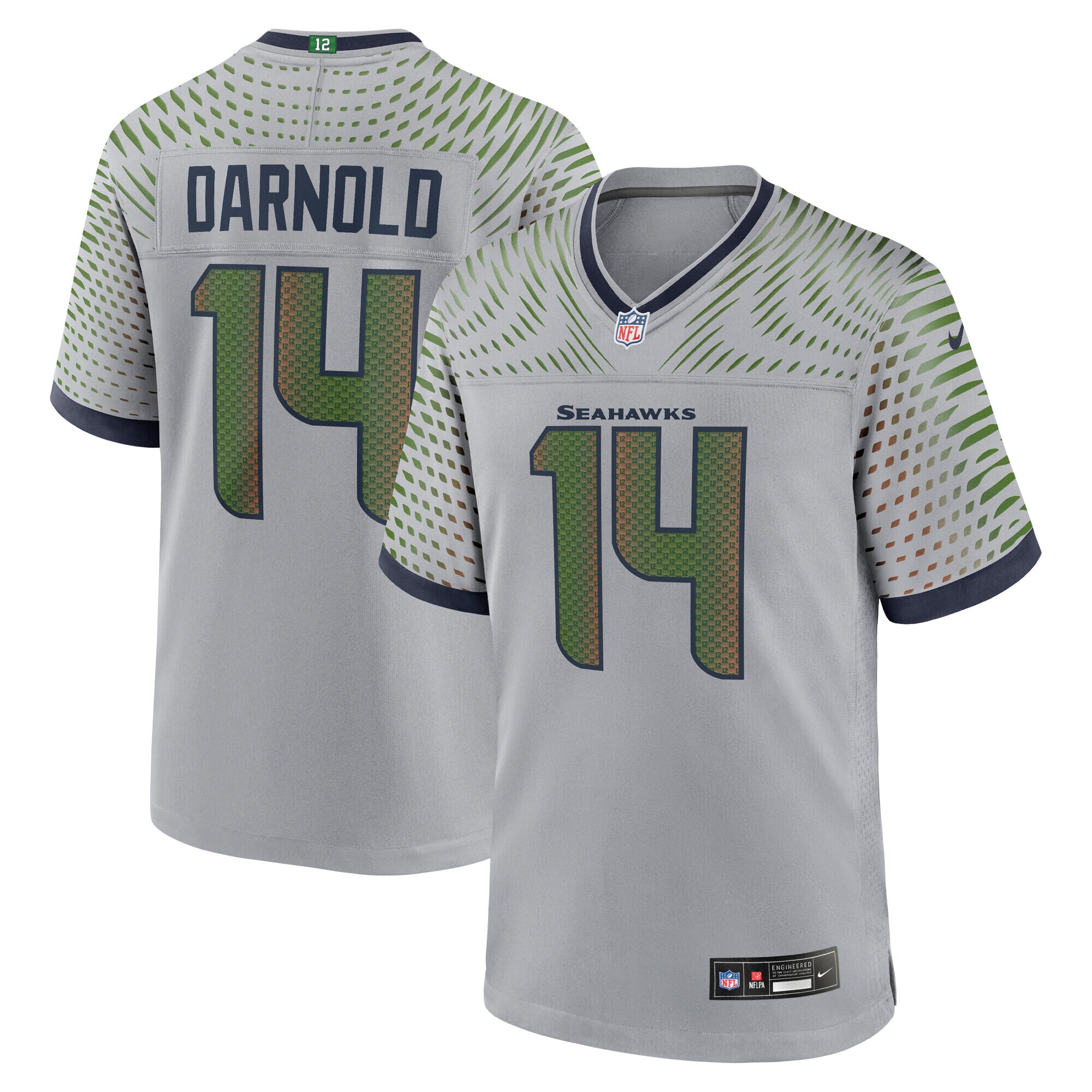 sam darnold seattle seahawks nike 2025 rivalries collection game jersey wolf gray clowdercats gxmja.jpg